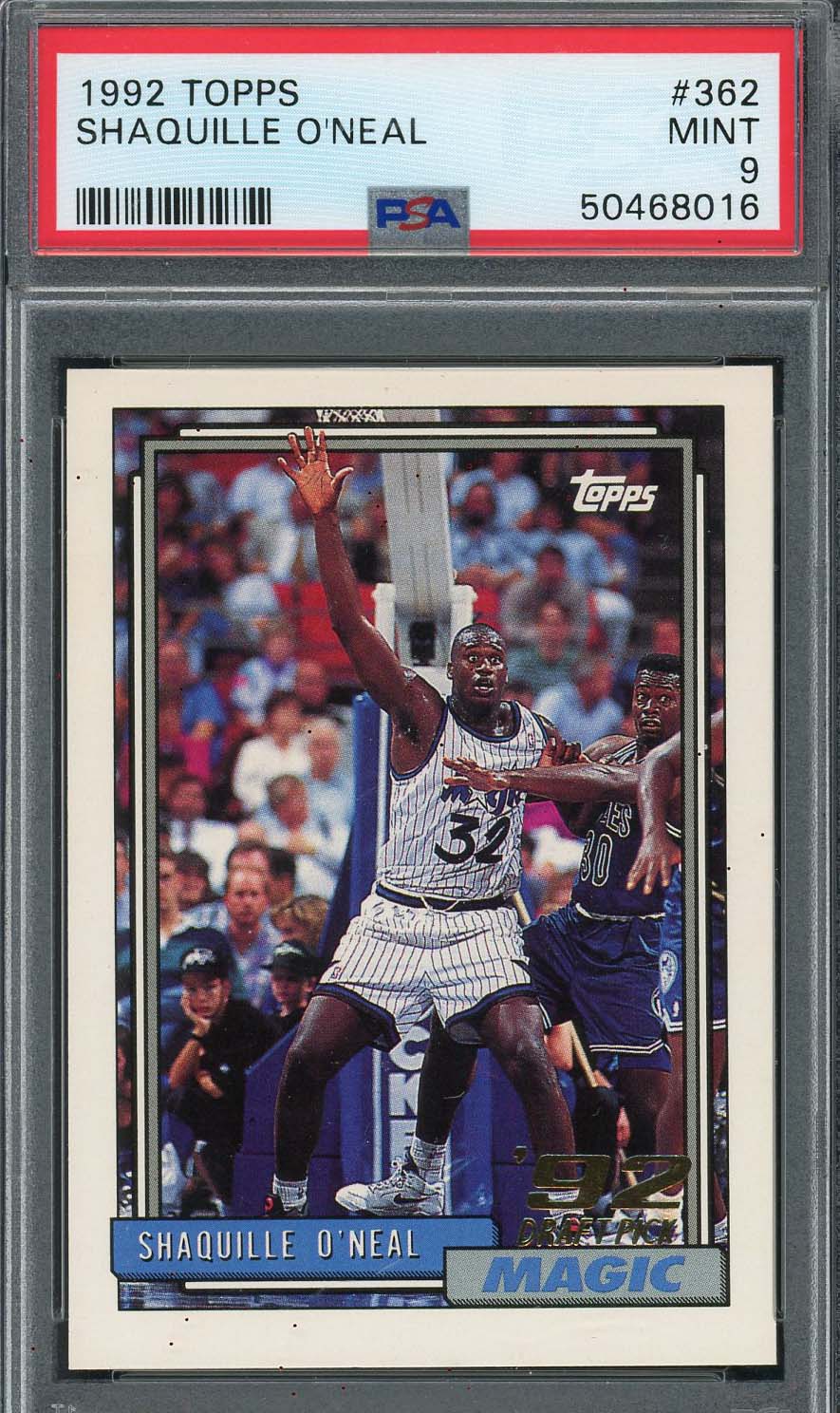 Shaquille O'Neal 1992 Topps Basketball Rookie Card #362 Graded PSA 9 Shaquille O'Neal 1992 Topps Basketball Rookie Card #362 Graded PSA 9