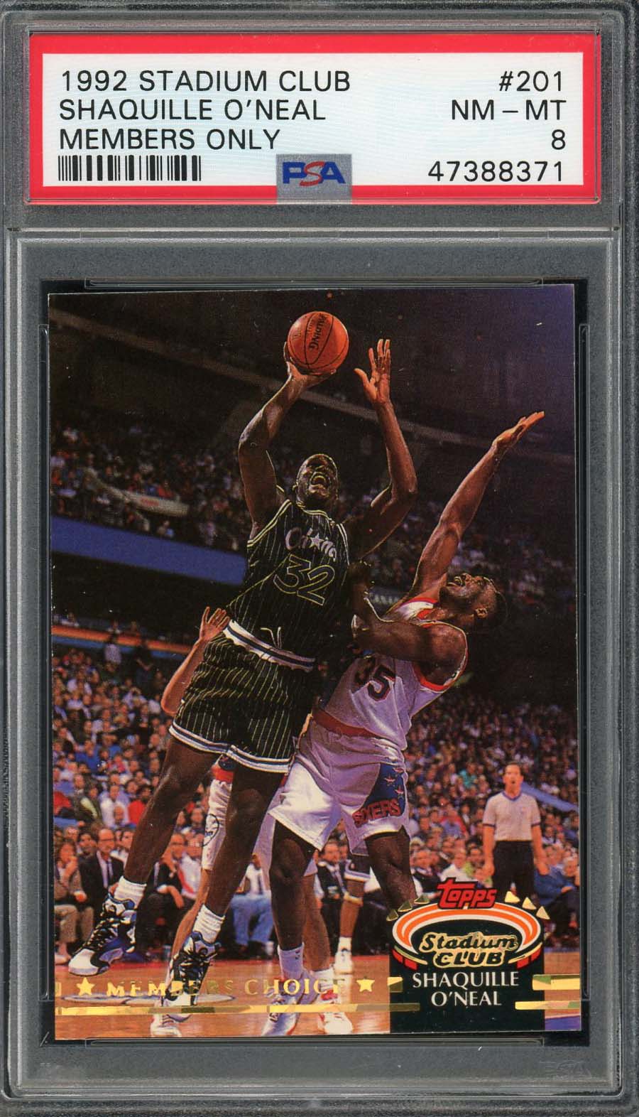 Shaquille O'Neal 1992 Stadium Club Members Only Basketball Rookie Card RC #201 Graded PSA 8 Shaquille O'Neal 1992 Stadium Club Members Only Basketball Rookie Card RC #201 Graded PSA 8