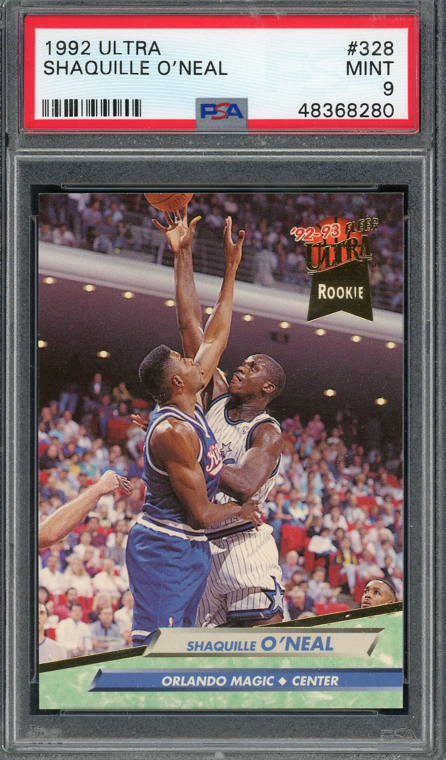 Shaquille O'Neal 1992 Fleer Ultra Basketball Rookie Card RC #328 Graded PSA 9 MINT