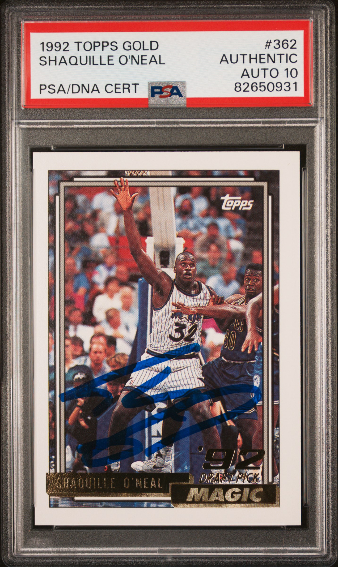 Shaquille O'Neal 1992 Topps Gold Signed Rookie Card #362 Auto PSA 10 82650931