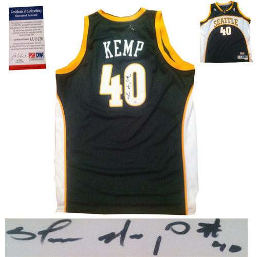 Shawn Kemp Signed Seattle Super Sonics Basketball Jersey PSA COA