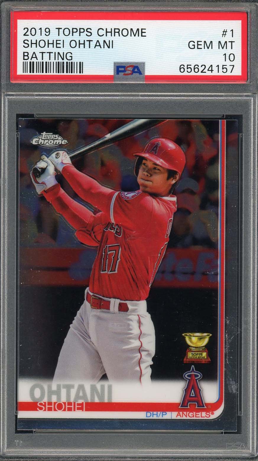 Shohei Ohtani 2019 Topps Chrome Batting Baseball Card #1 Graded PSA 10