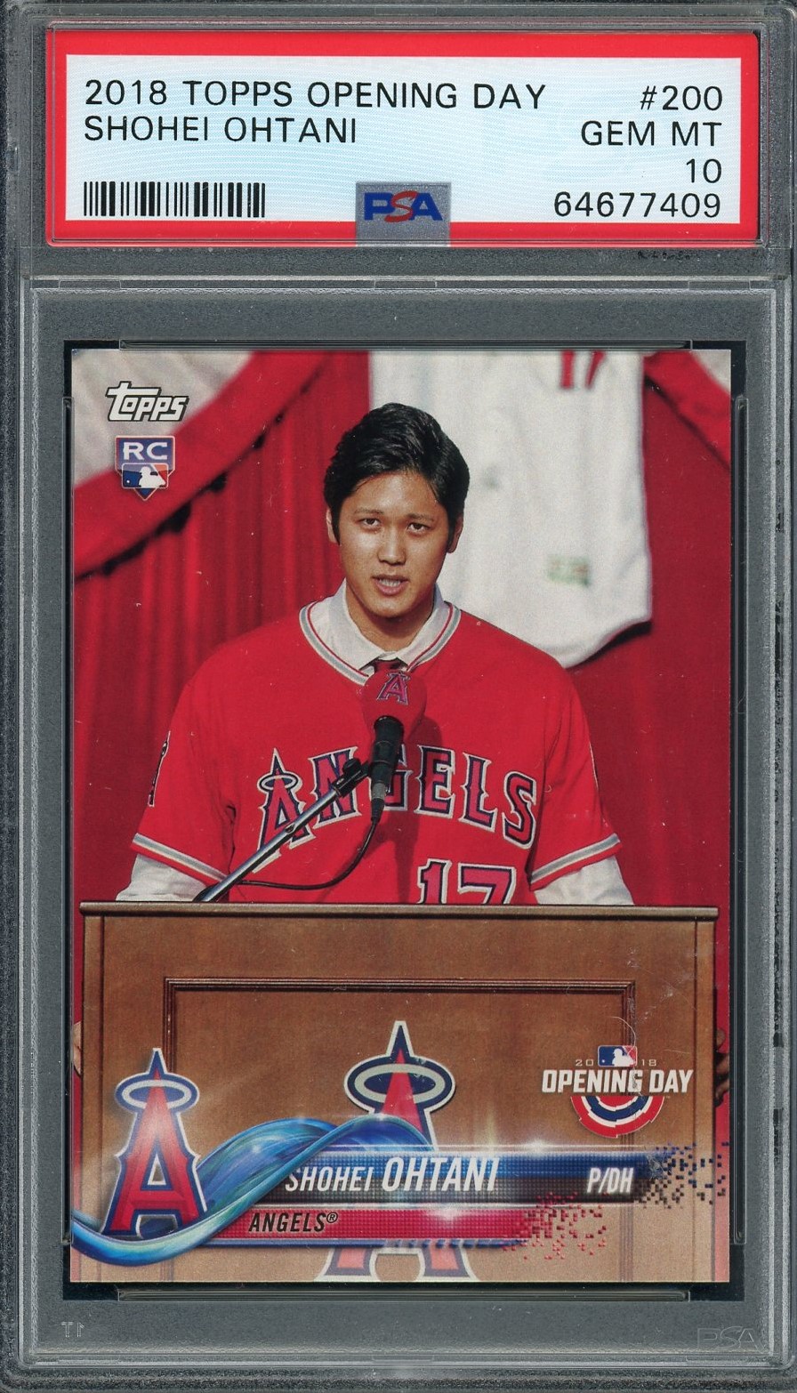 Shohei Ohtani 2018 Topps Opening Day Baseball Rookie Card #200 Graded PSA 10