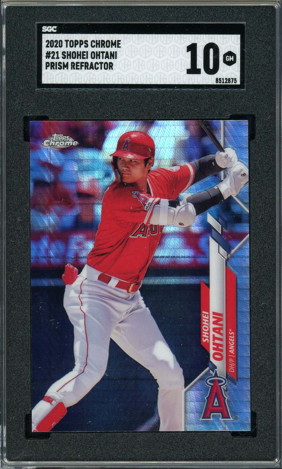 Shohei Ohtani 2020 Topps Chrome Prism Refractor Baseball Card #21 SGC 10