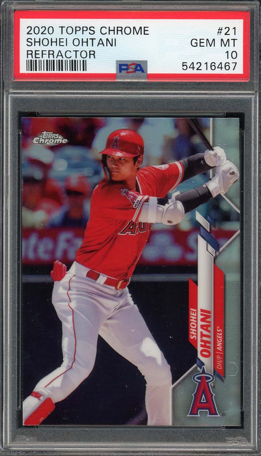 Shohei Ohtani 2020 Topps Chrome Refractor Baseball Card #21 Graded PSA 10
