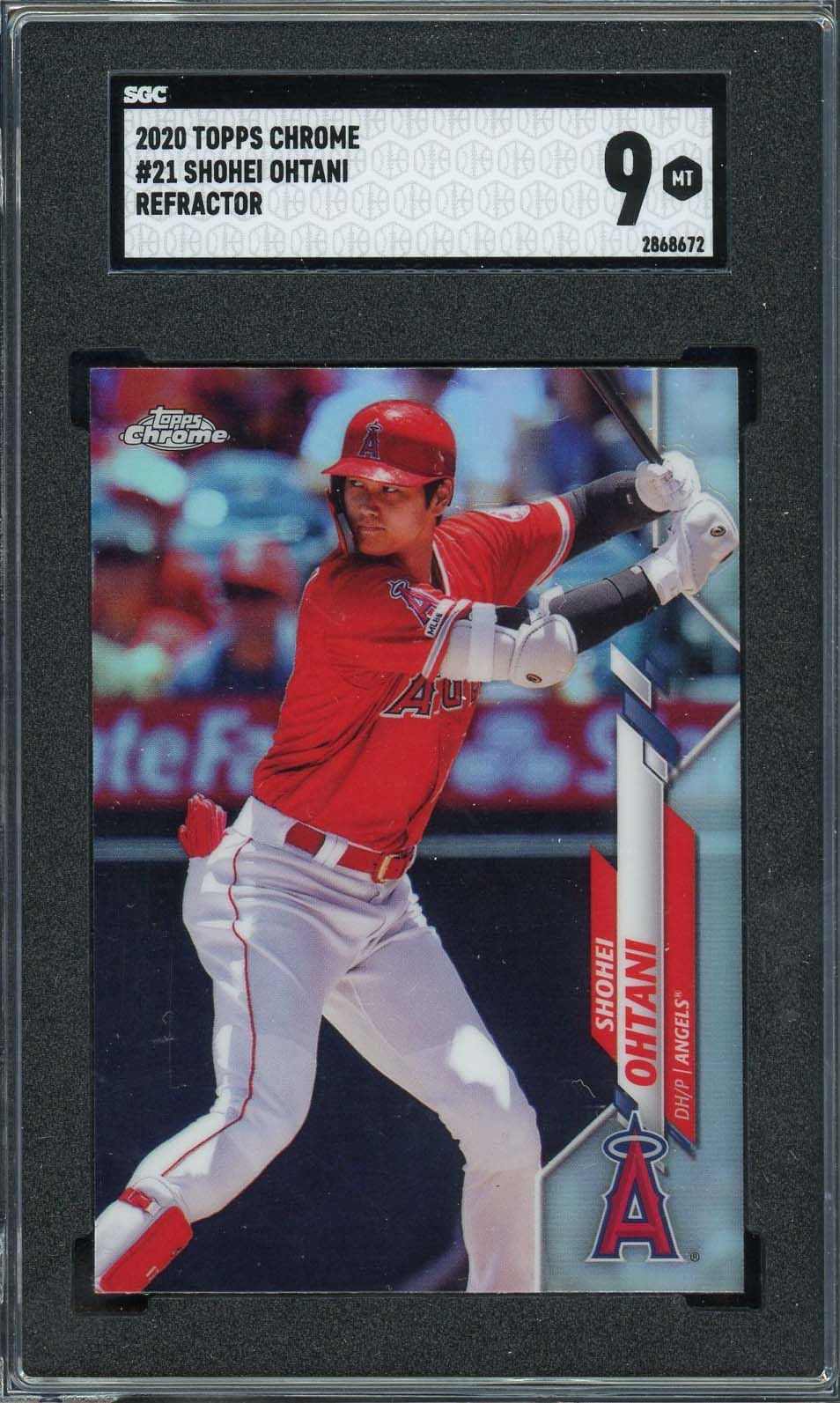 Shohei Ohtani 2020 Topps Chrome Refractor Baseball Card #21 SGC 9