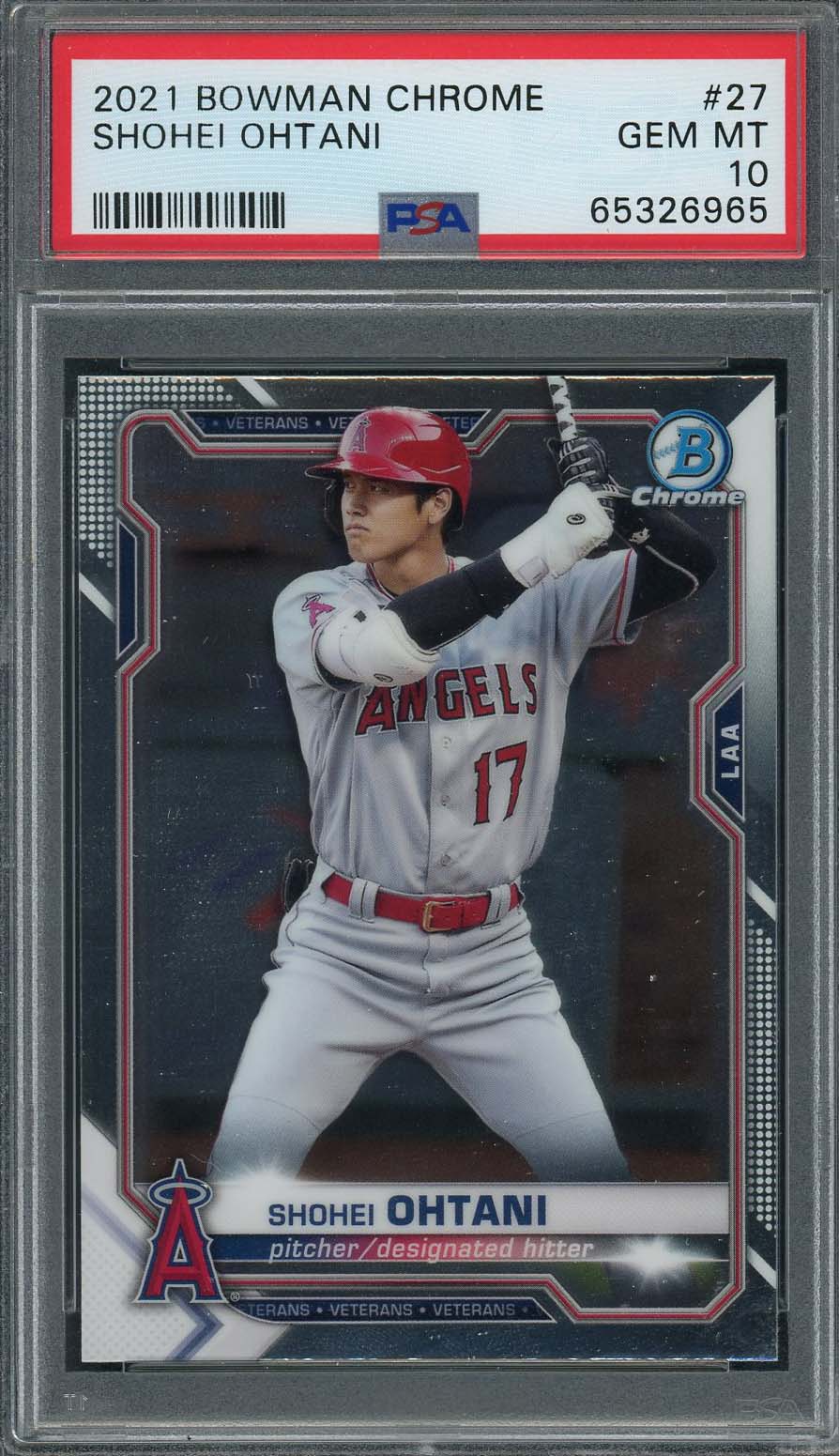 Shohei Ohtani 2021 Bowman Chrome Baseball Card #27 Graded PSA 10