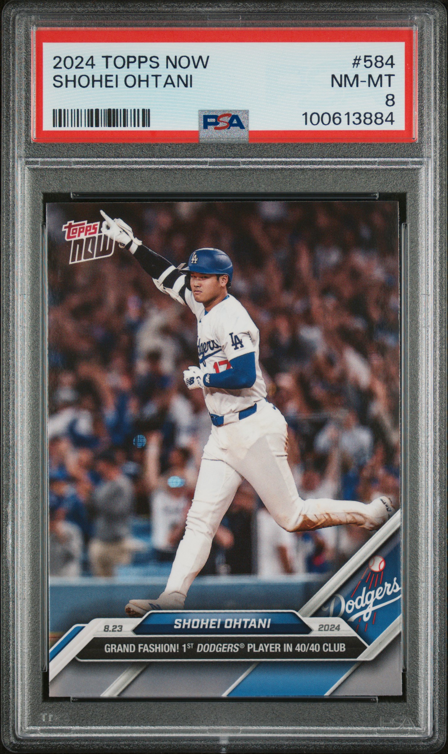 Shohei Ohani 2024 Topps Now Baseball Card #584 40/40 Graded PSA 8