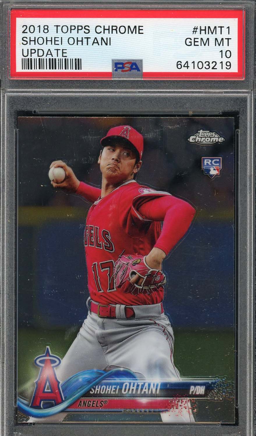 Shohei Ohtani 2018 Topps Chrome Update Baseball Rookie Card #HMT1 Graded PSA 10
