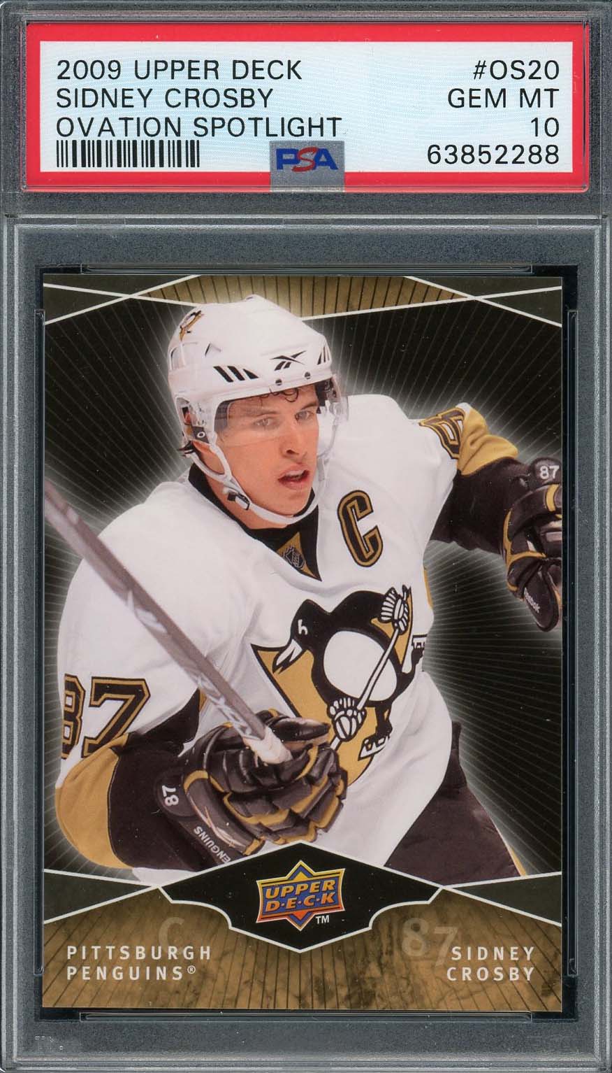 Sidney Crosby 2009 Upper Deck Ovation Spotlight Hockey Card #OS20 Graded PSA 10