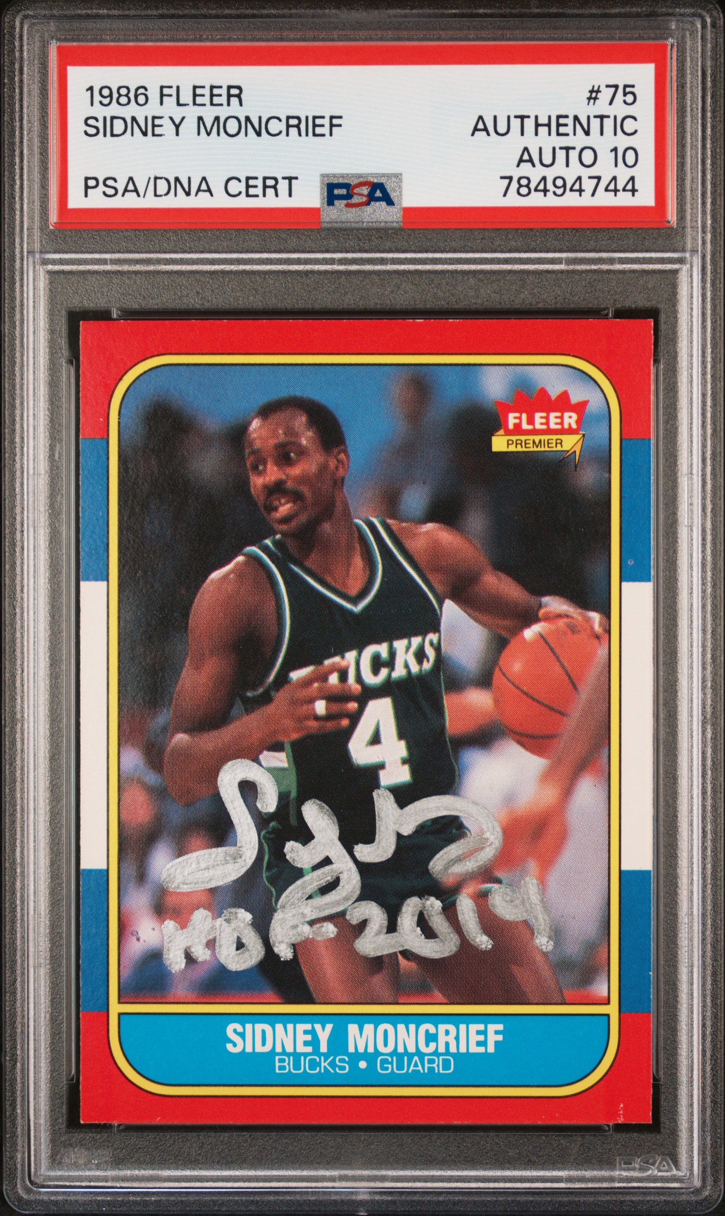 Sidney Moncrief 1986 Fleer Signed Rookie Card #75 Auto Graded PSA 10 78494744