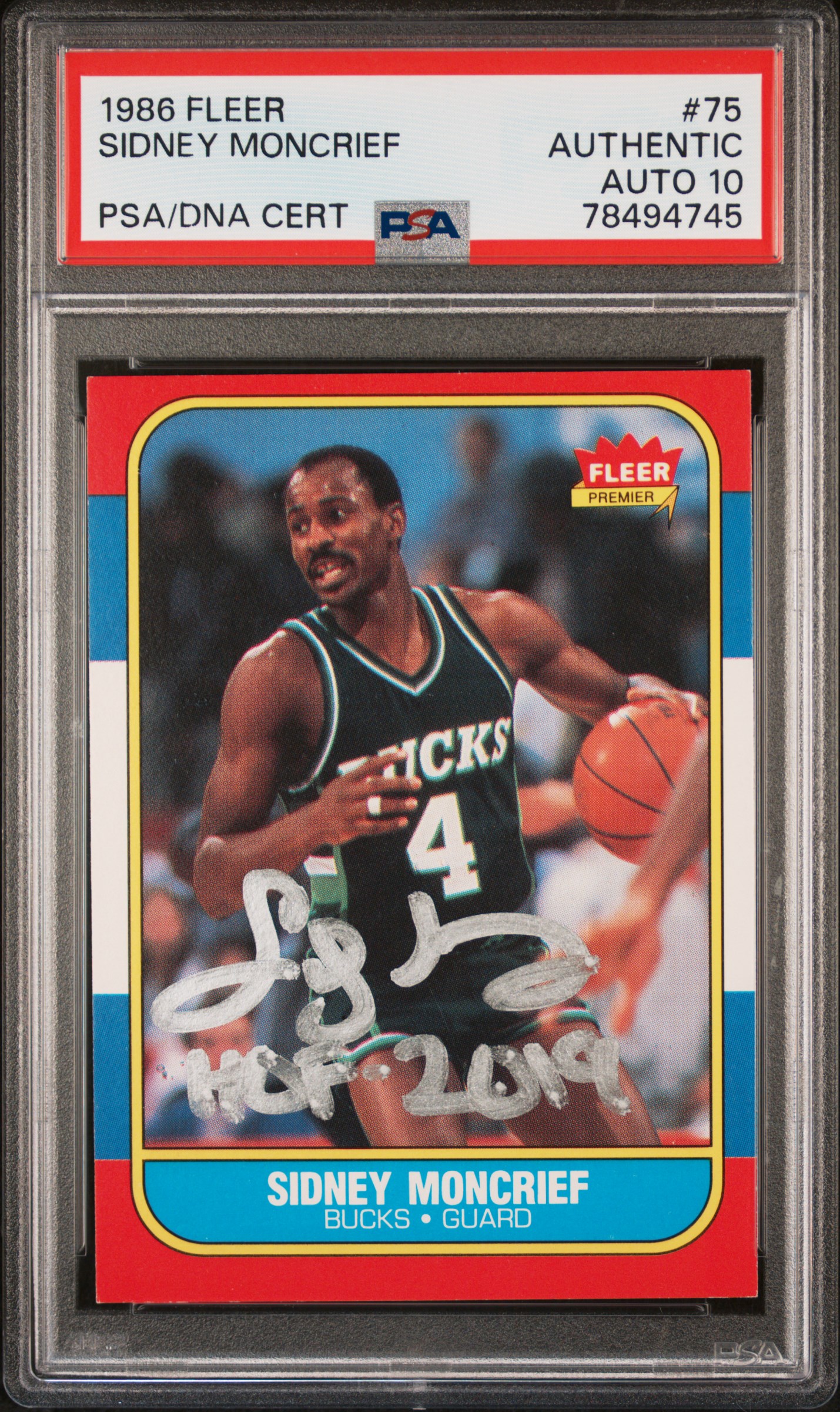 Sidney Moncrief 1986 Fleer Signed Rookie Card #75 Auto Graded PSA 10 78494745