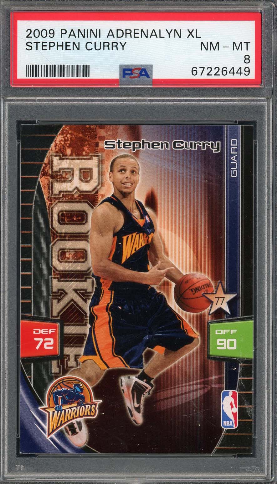 Stephen Curry 2009 Panini Andrenalyn XL Basketball Rookie Card RC Graded PSA 8