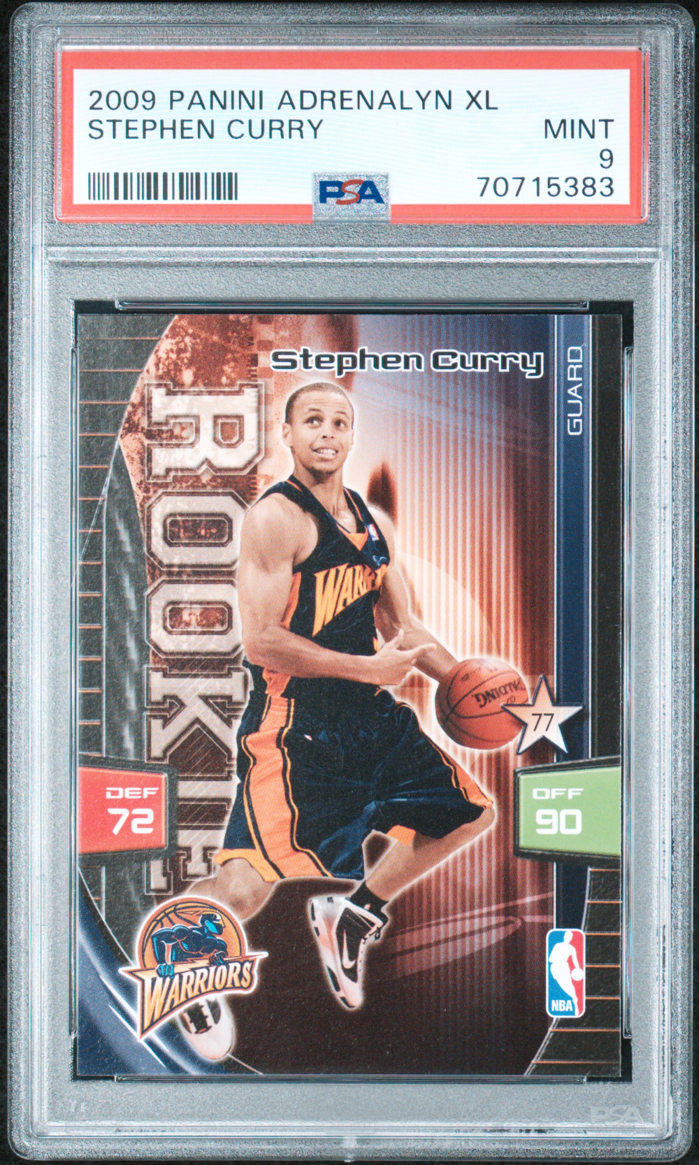 Stephen Curry 2009 Panini Andrenalyn XL Basketball Rookie Card RC Graded PSA 9