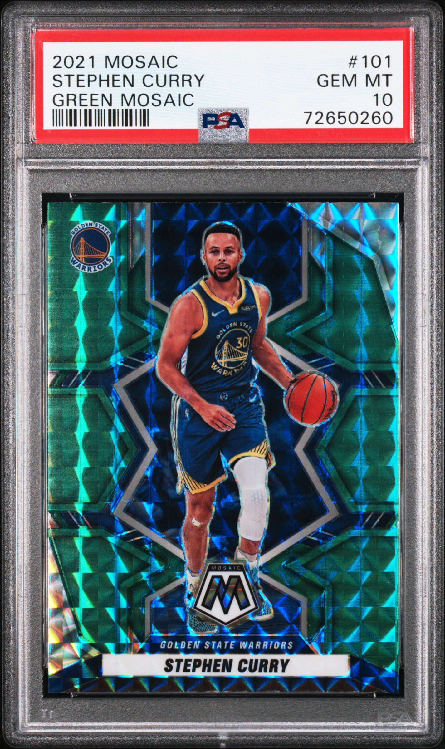 Stephen Curry 2021 Panini Green Mosaic Basketball Card #101 Graded PSA 10