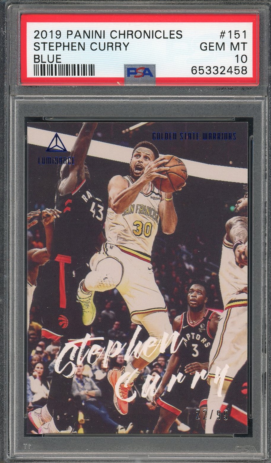 Stephen Curry 2019 Panini Chronicles Blue Card #151 Graded PSA 10 22/99