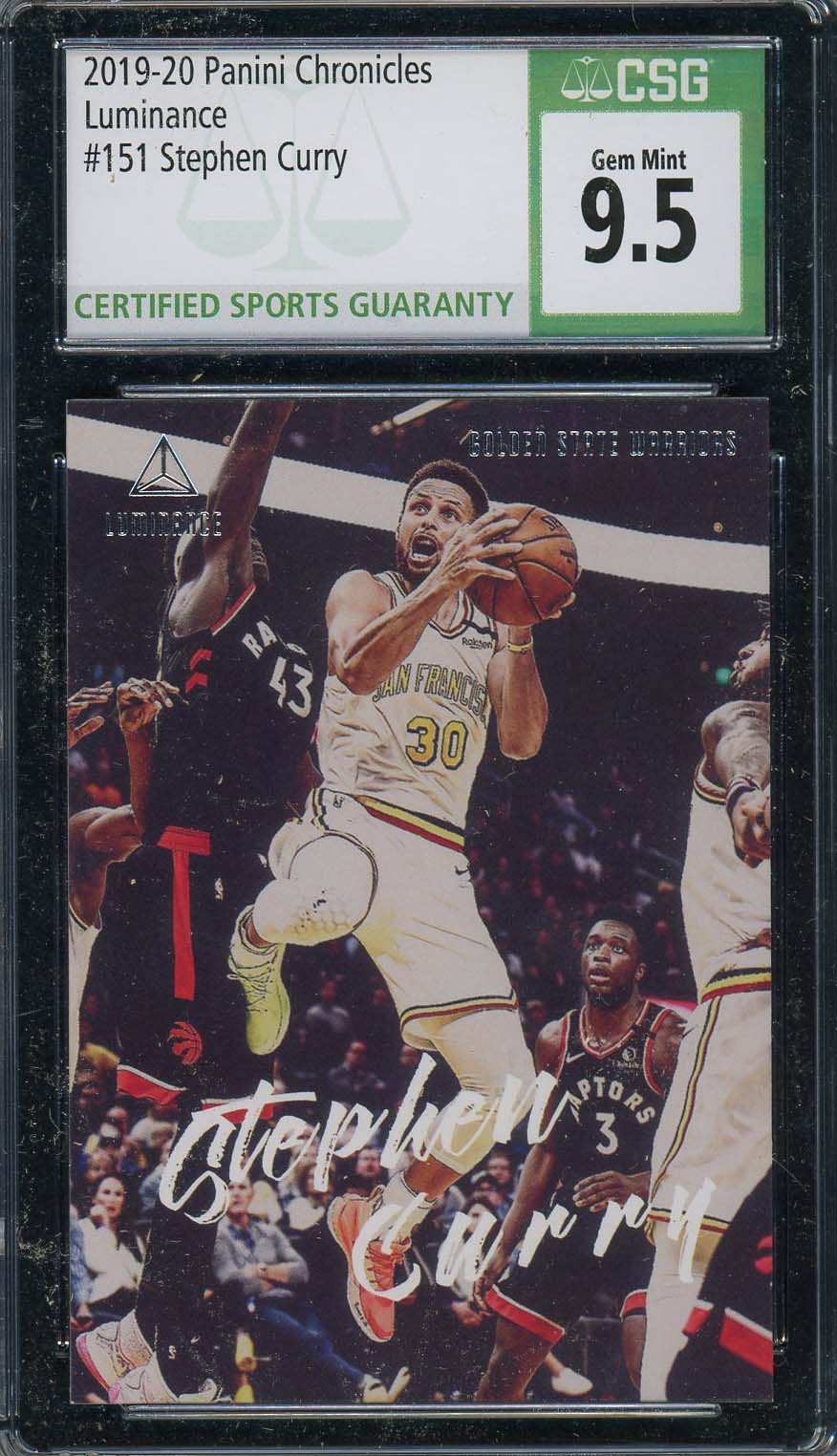 Stephen Curry 2019 Panini Chronicles Luminance Basketball Card #151 CSG 9.5