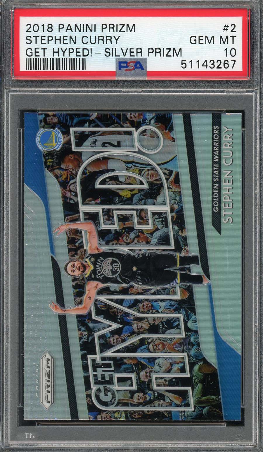 Stephen Curry 2018 Panini Silver Prizm Get Hyped Basketball Card Graded PSA 10