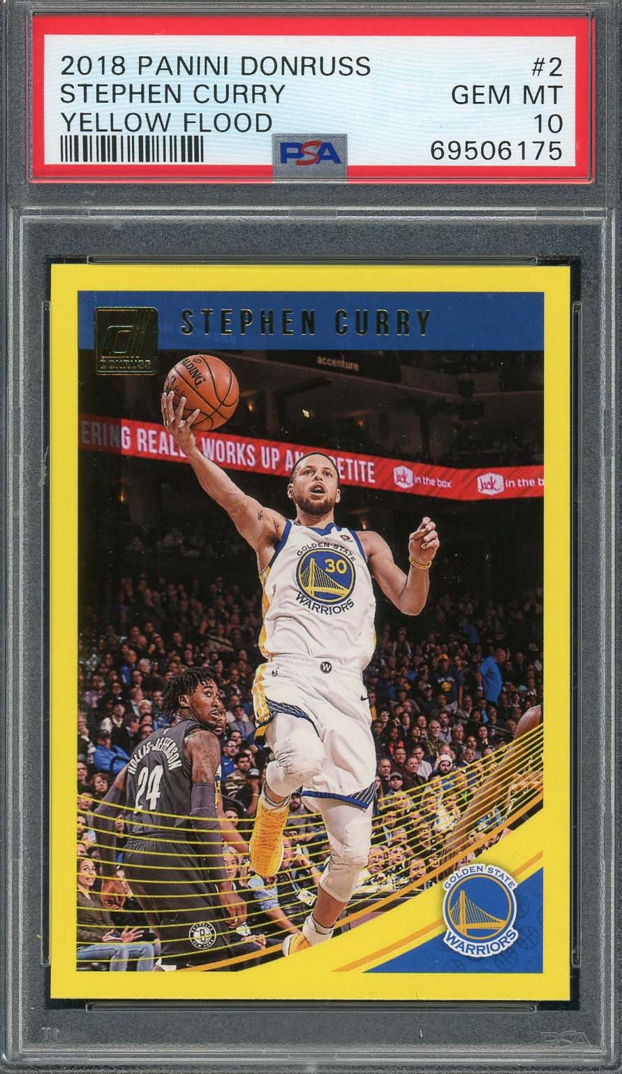 Stephen Curry 2018 Panini Donruss Yellow Flood Card #2 Graded PSA 10