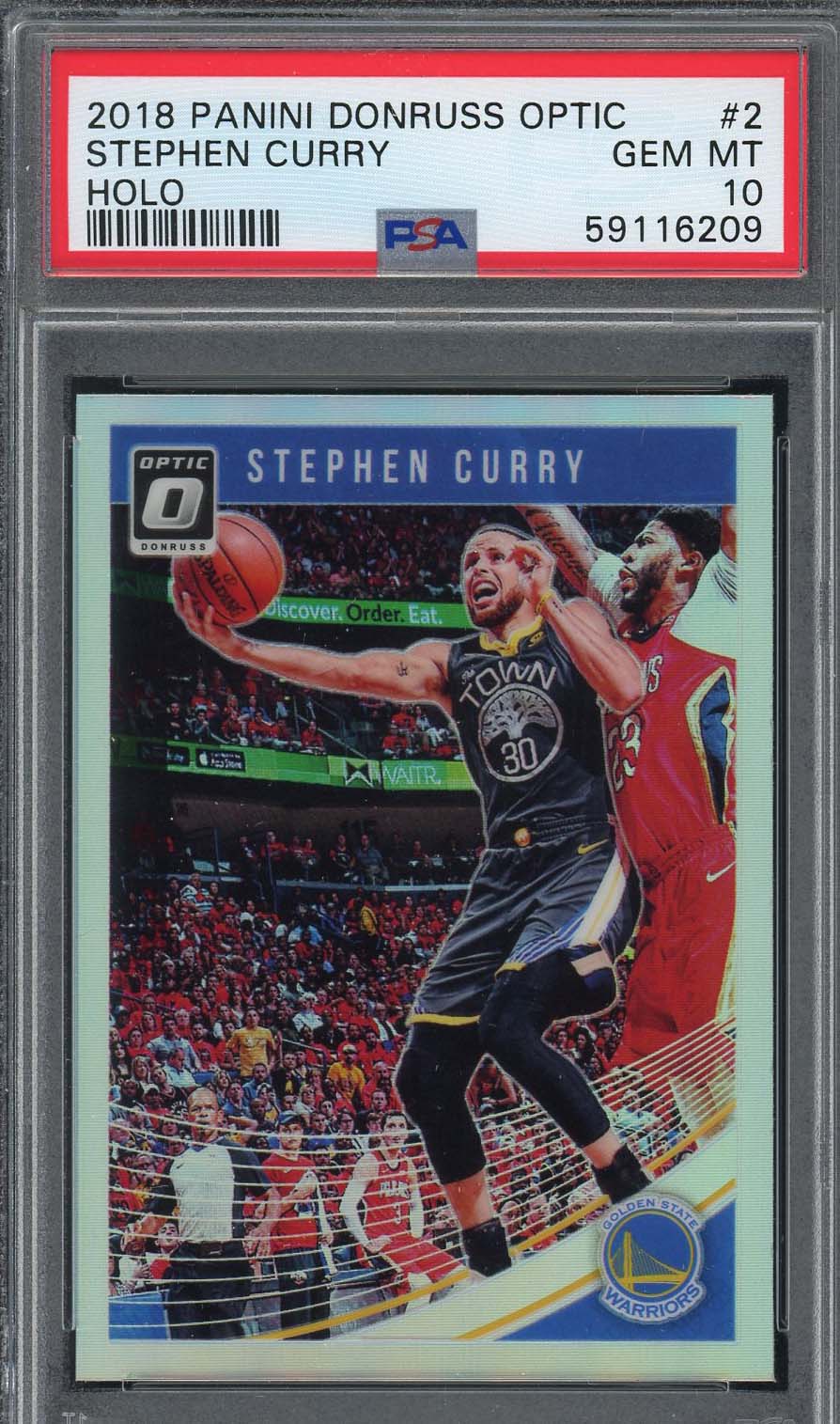 Stephen Curry 2018 Panini Donruss Optic Hologram Basketball Card #2 PSA 10