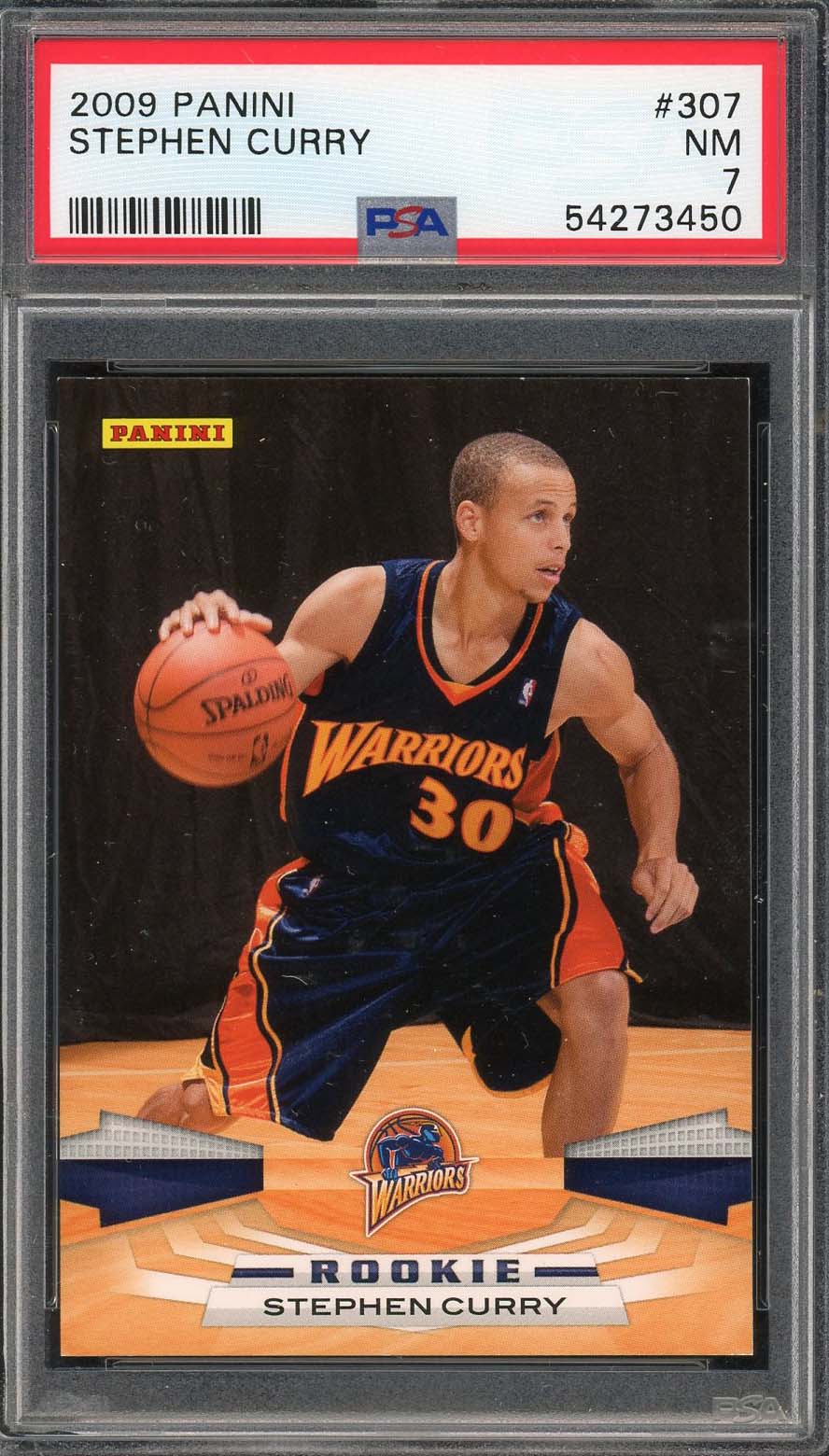 Stephen Curry 2009 Panini Basketball Rookie Card RC #307 Graded PSA 7