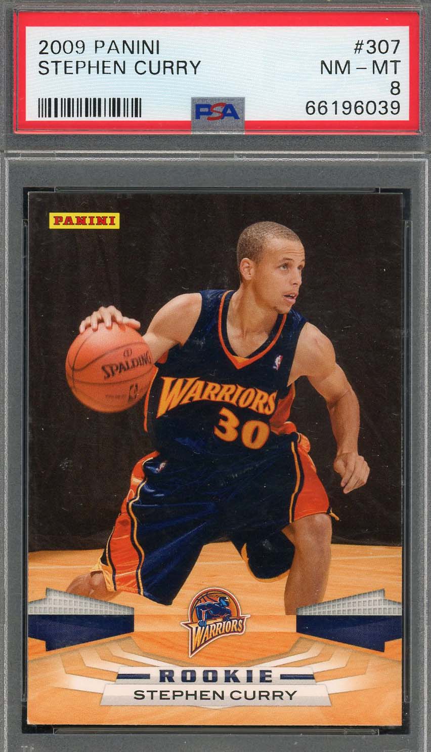 Stephen Curry 2009 Panini Basketball Rookie Card RC #307 Graded PSA 8