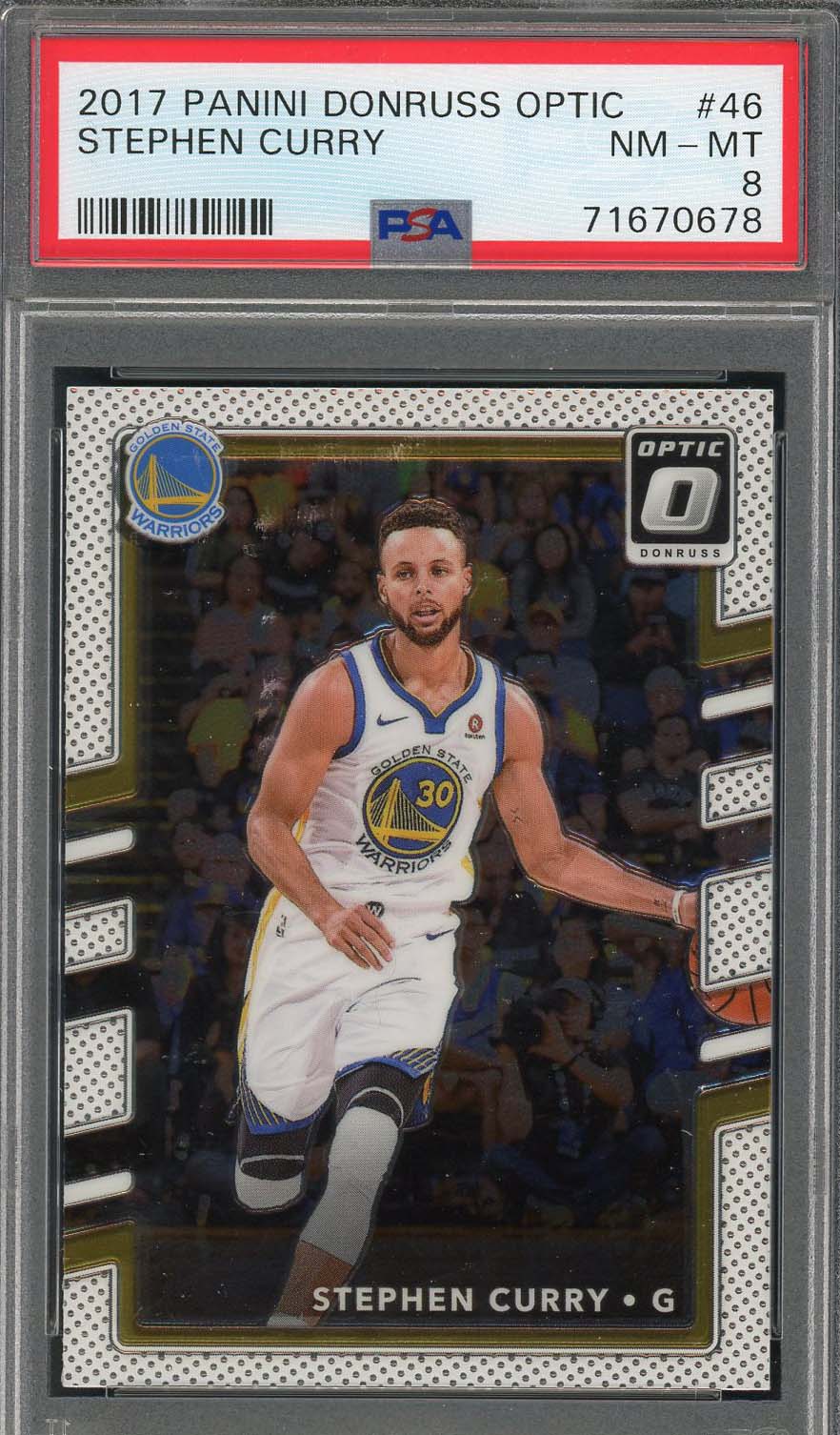 Stephen Curry 2017 Panini Donruss Optic Basketball Card #46 Graded PSA 8