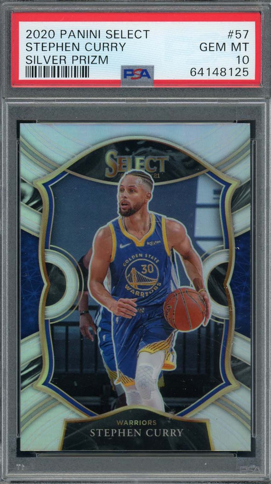 Stephen Curry 2020 Panini Select Silver Prizm Basketball Card #57 Graded PSA 10