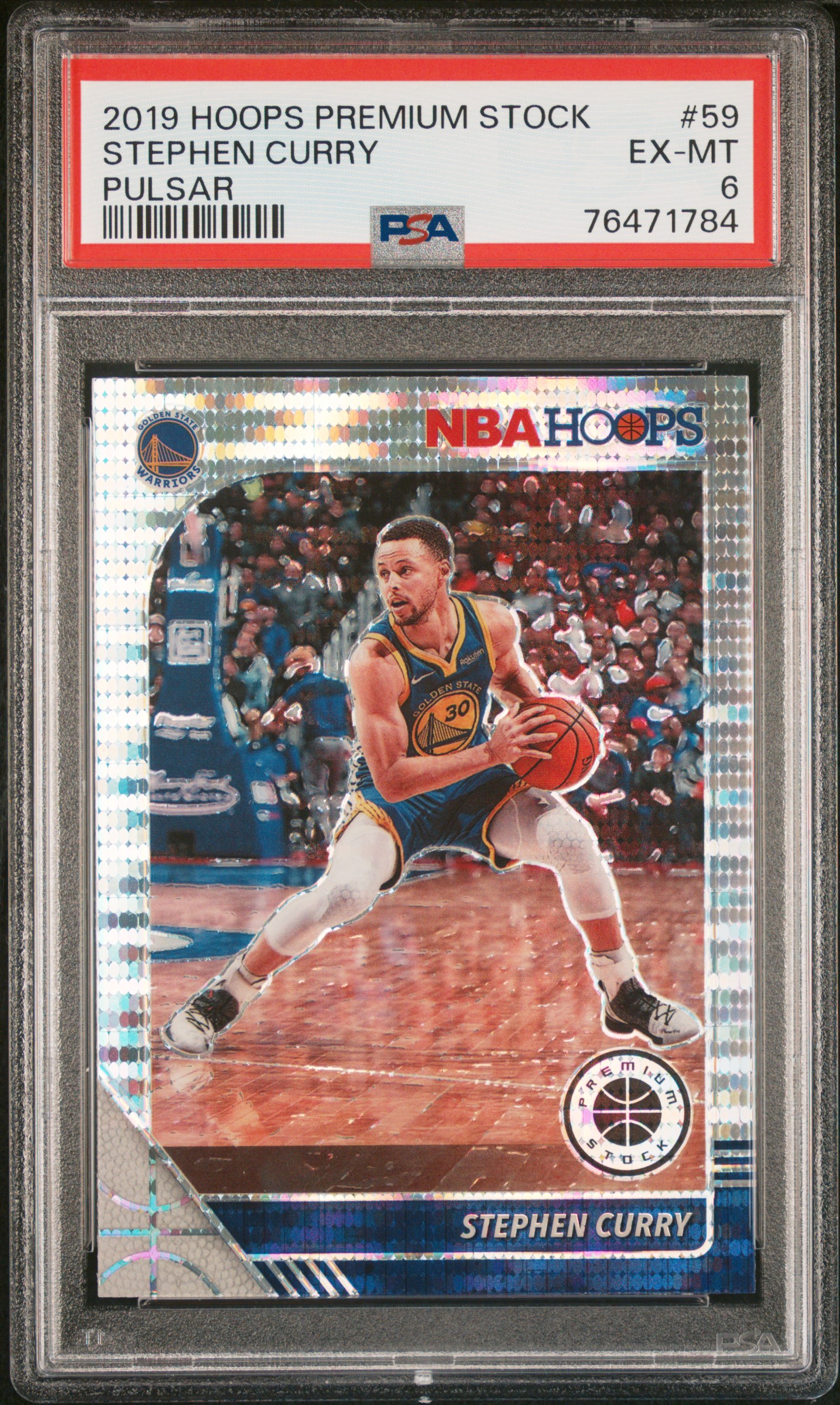 Stephen Curry 2019 Panini Hoops Premium Stock Pulsar Card #59 Graded PSA 6