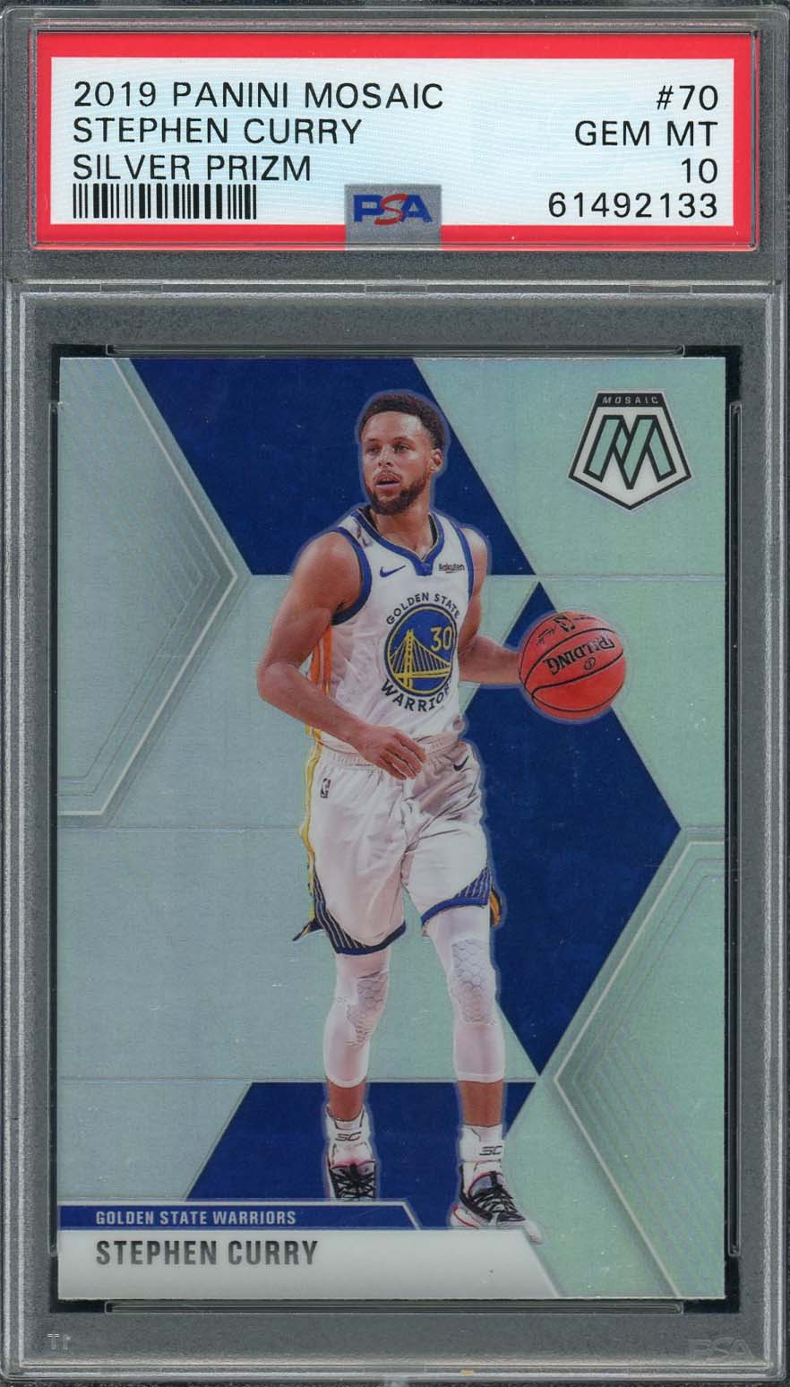 Stephen Curry 2019 Panini Mosaic Silver Prizm Basketball Card #70 Graded PSA 10