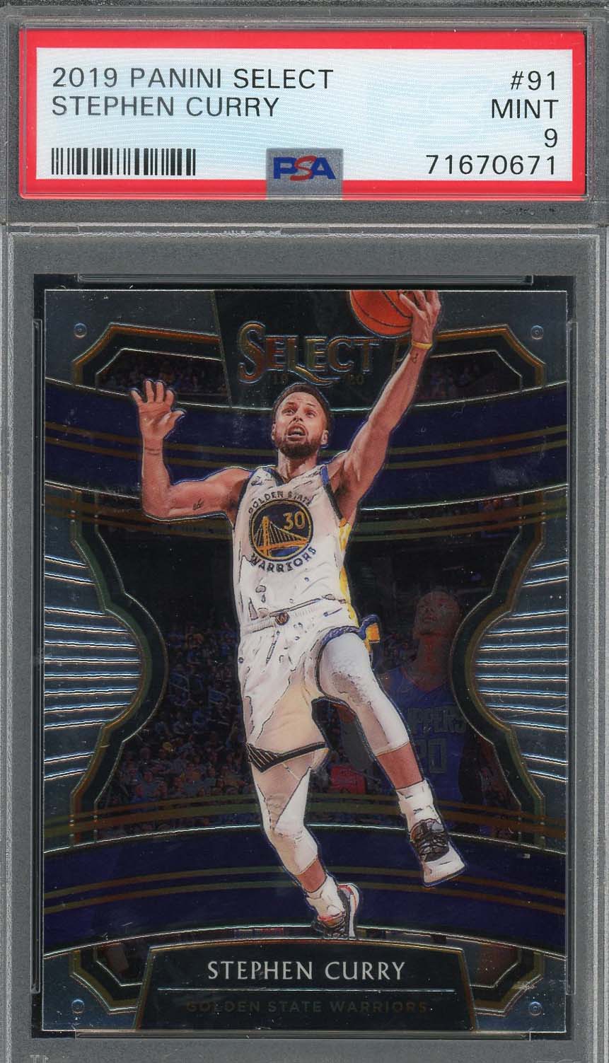 Stephen Curry 2019 Panini Select Basketball Card #91 Graded PSA 9