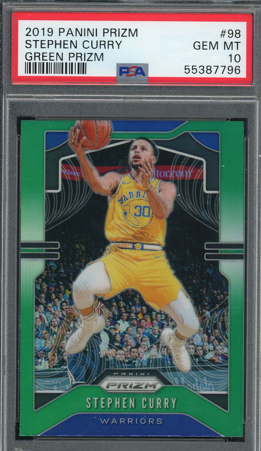 Stephen Curry 2019 Panini Green Prizm Basketball Card #98 Graded PSA 10 Stephen Curry 2019 Panini Green Prizm Basketball Card #98 Graded PSA 10