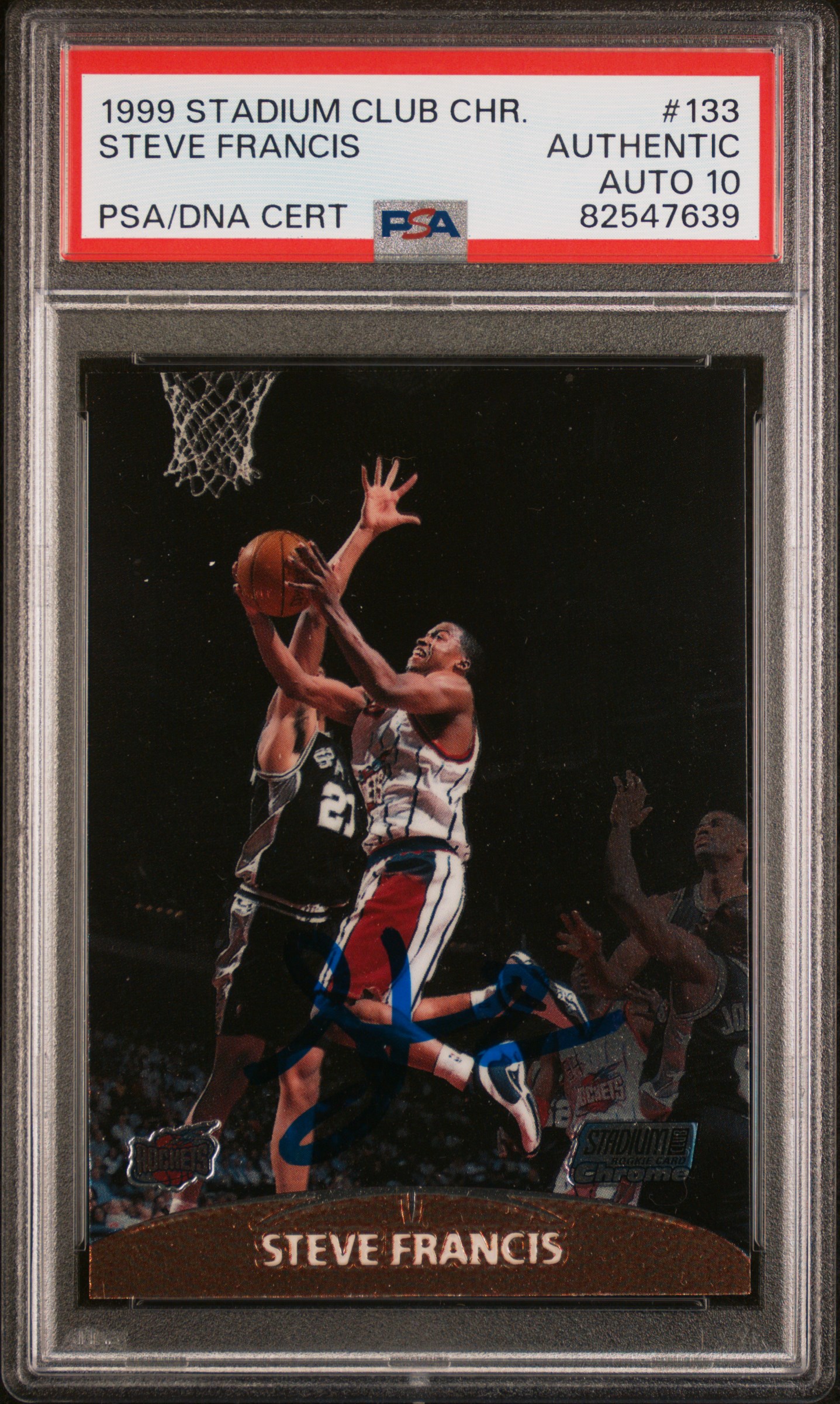 Steve Francis 1999 Stadium Club Chrome Signed Rookie Card #133 Auto PSA 10 47639