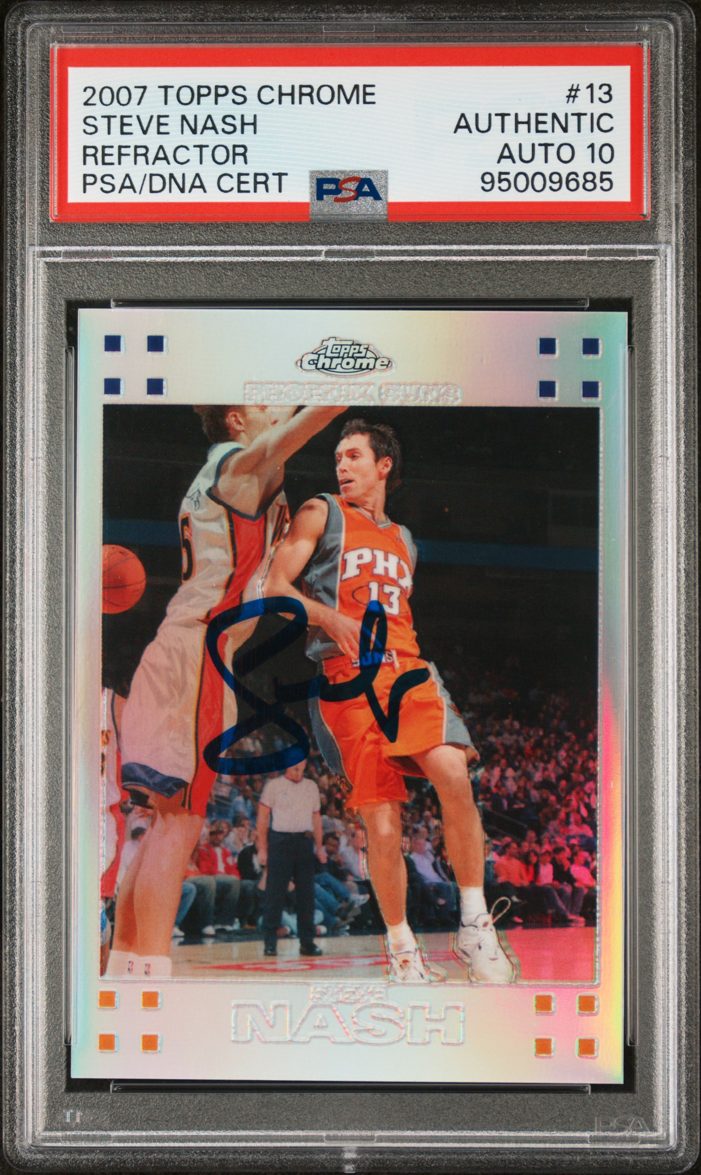 Steve Nash 2007 Topps Chrome Refractor Signed Card #13 Auto Graded PSA 10 31/999