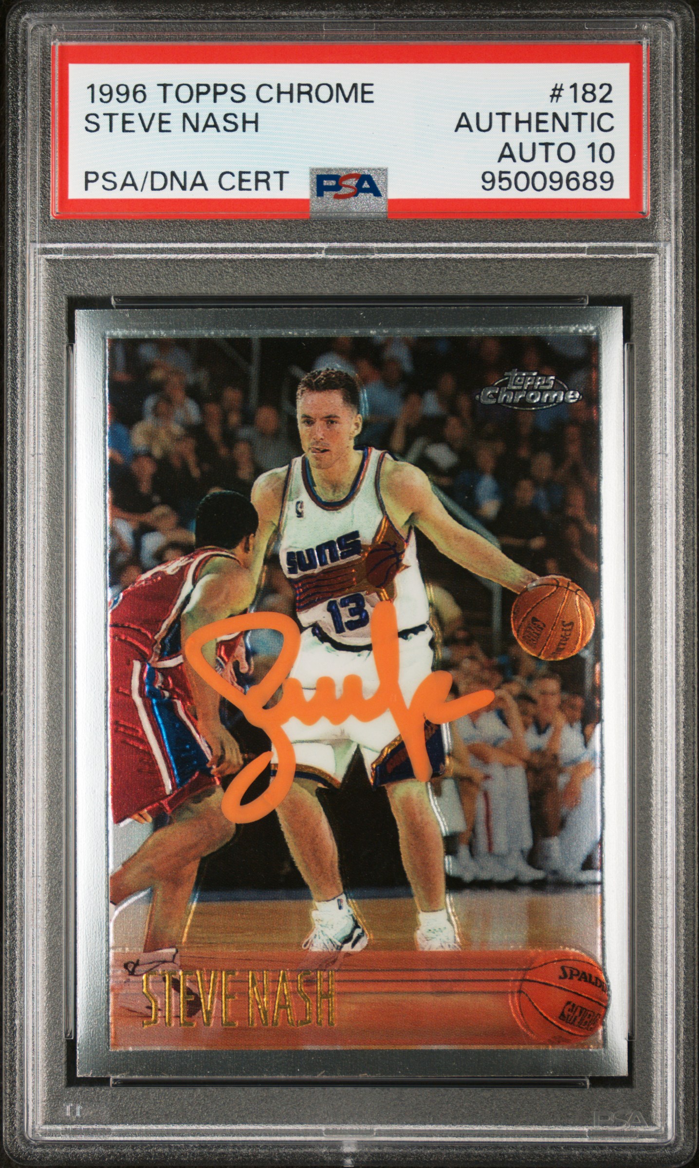 Steve Nash 1996 Topps Chrome Signed Rookie Card #182 Auto Graded PSA 10 95009689