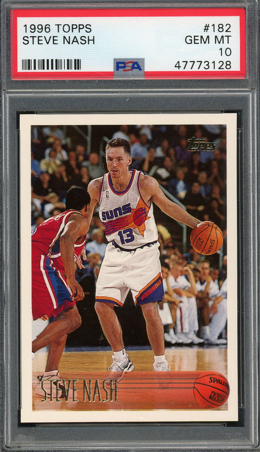 Steve Nash 1996 Topps Basketball Rookie Card RC #182 Graded PSA 10 GEM MINT
