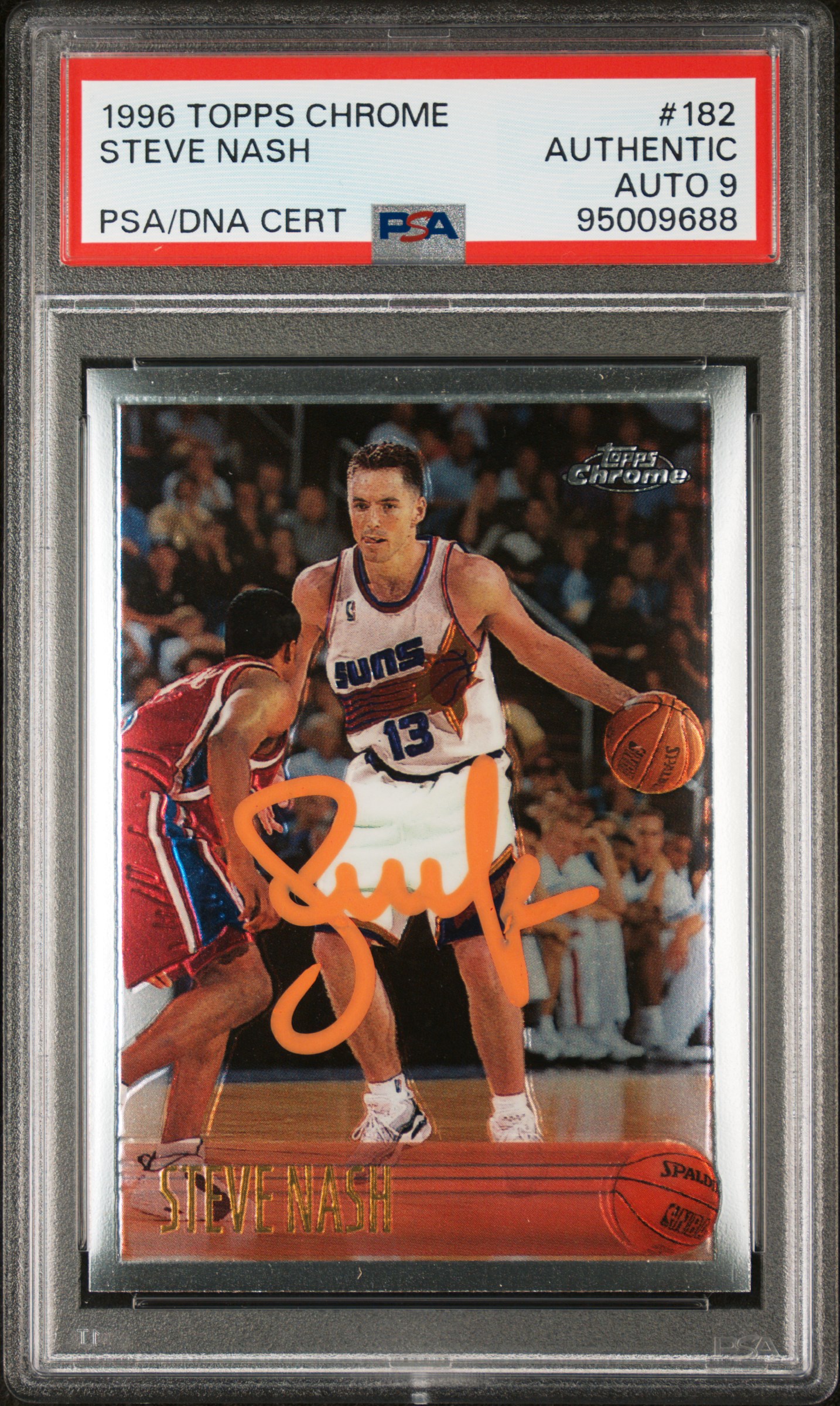 Steve Nash 1996 Topps Chrome Signed Rookie Card #182 Auto Graded PSA 9 95009688