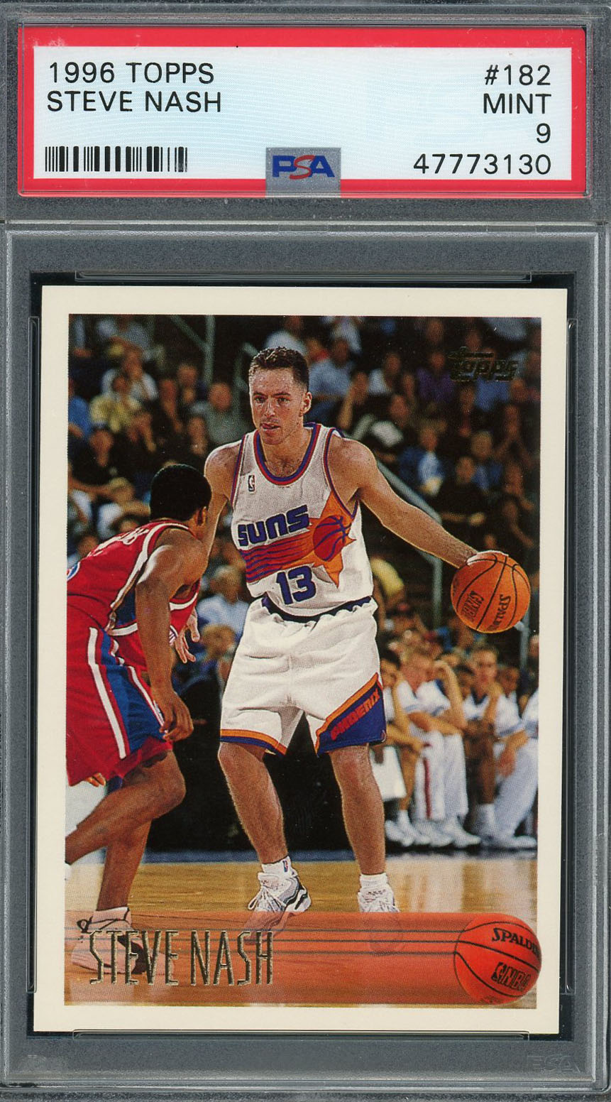 Steve Nash 1996 Topps Basketball Rookie Card RC #182 Graded PSA 9 MINT
