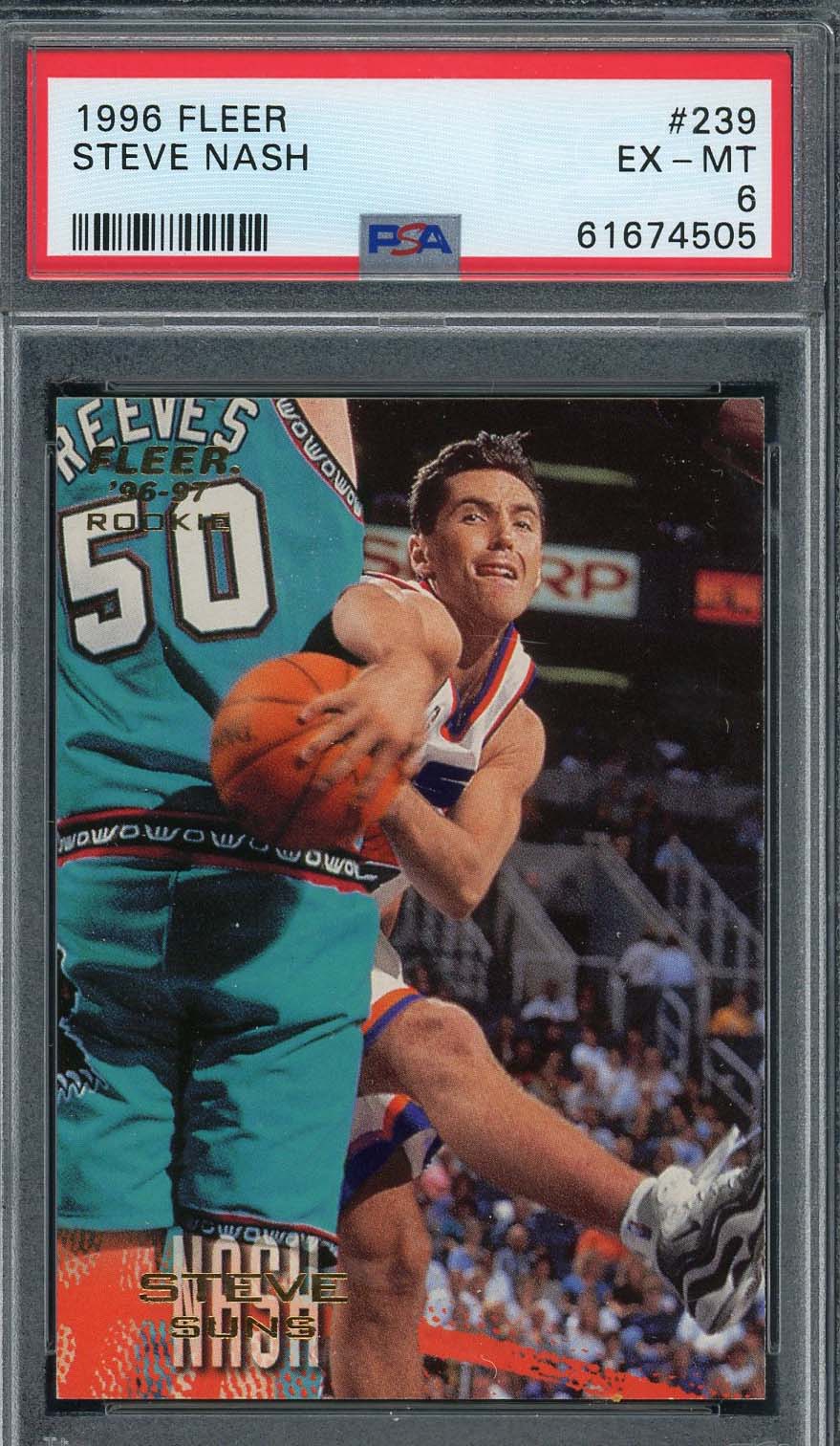 Steve Nash 1996 Fleer Basketball Rookie Card #239 Graded PSA 6 Steve Nash 1996 Fleer Basketball Rookie Card #239 Graded PSA 6