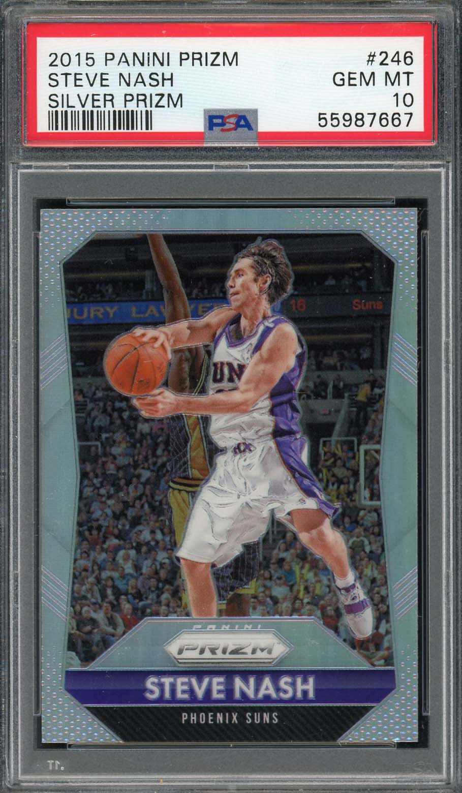 Steve Nash 2015 Panini Silver Prizm Basketball Card #246 Graded PSA 10 GEM MINT Steve Nash 2015 Panini Silver Prizm Basketball Card #246 Graded PSA 10 GEM MINT