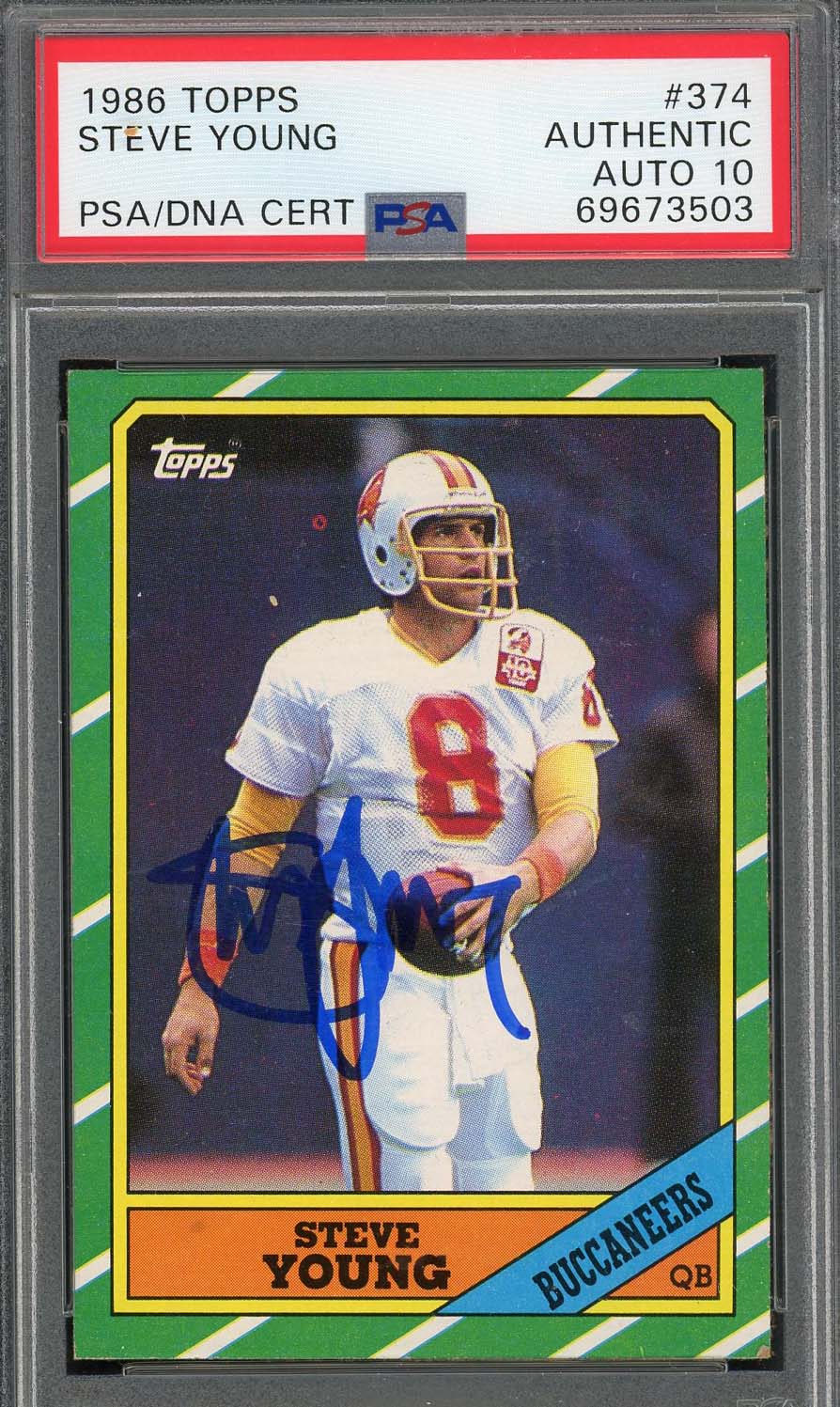Steve Young 1986 Topps Football Signed Rookie Card #374 Auto PSA 10 69673503