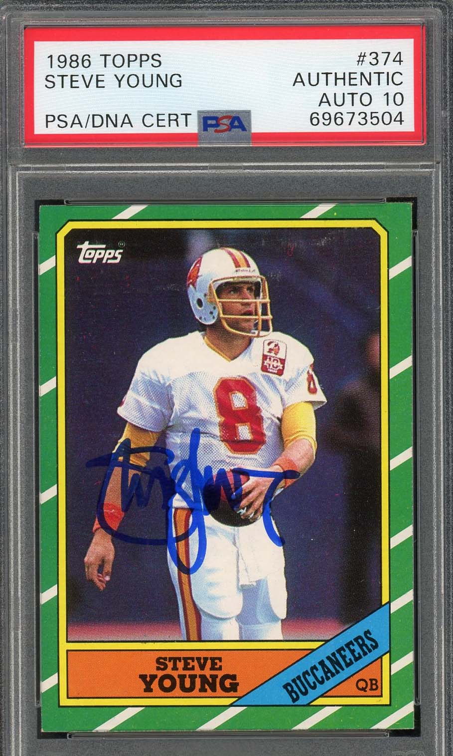 Steve Young 1986 Topps Football Signed Rookie Card #374 Auto PSA 10 69673504