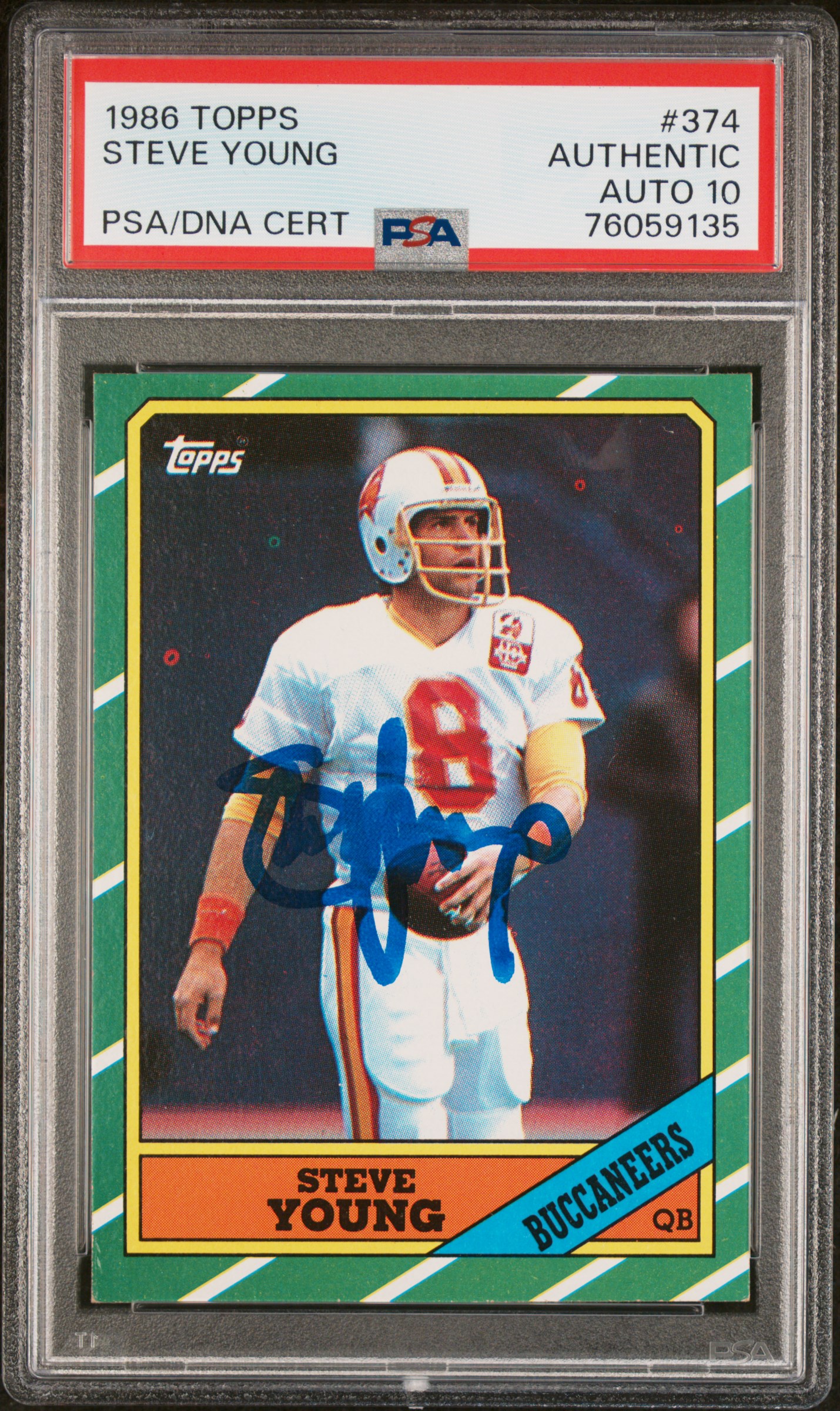 Steve Young 1986 Topps Signed Football Rookie Card #374 Auto PSA 10 76059135