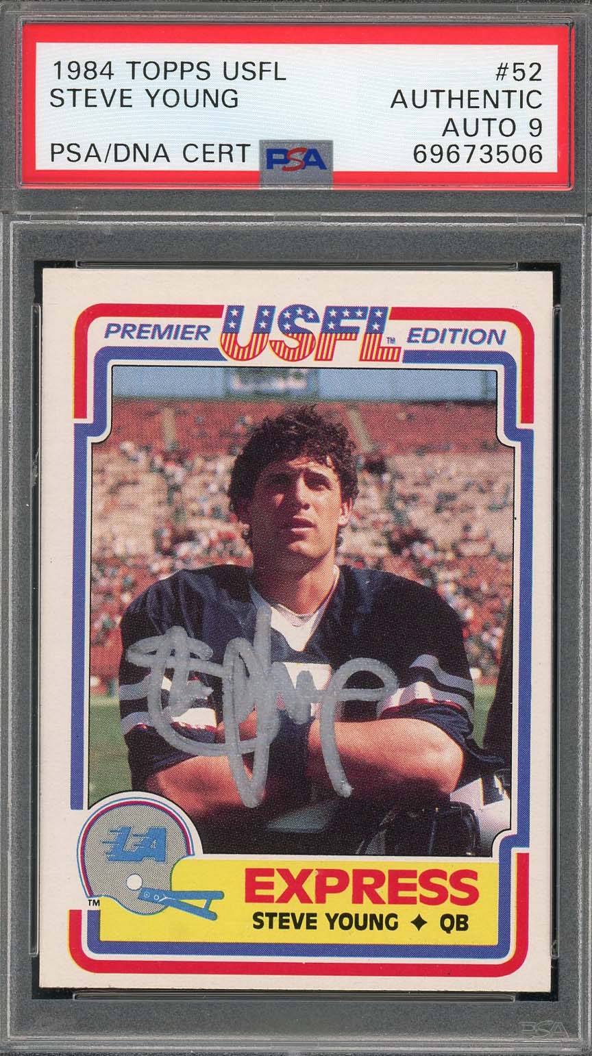 Steve Young 1984 Topps USFL Football Signed Rookie Card #52 Auto PSA 9 69673506