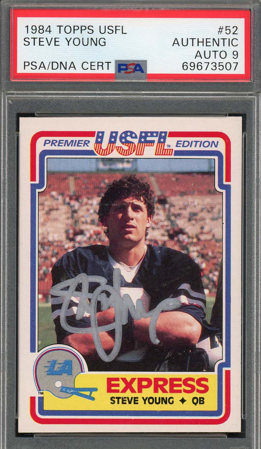 Steve Young 1984 Topps USFL Football Signed Rookie Card #52 Auto PSA 9 69673507