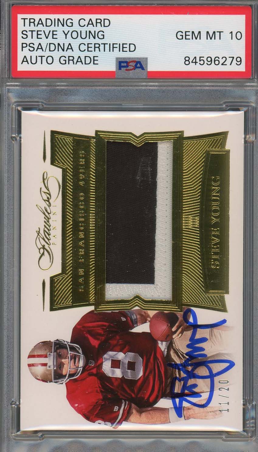 Steve Young Autographed 2016 Panini Flawless Signed Card #PASY PSA Auto 10 11/20