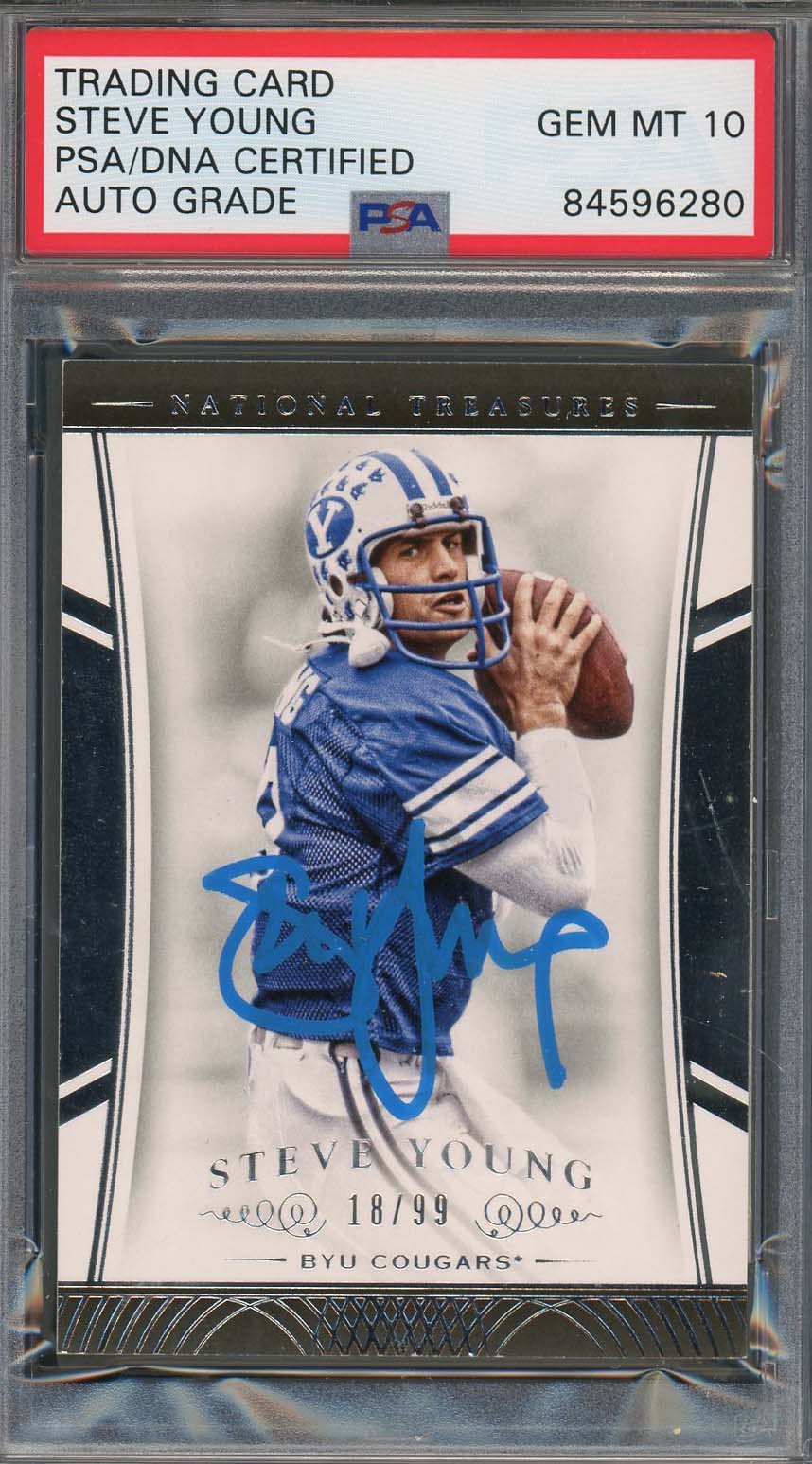 Steve Young Autographed 2015 Panini National Treasures Signed Card PSA Auto 10