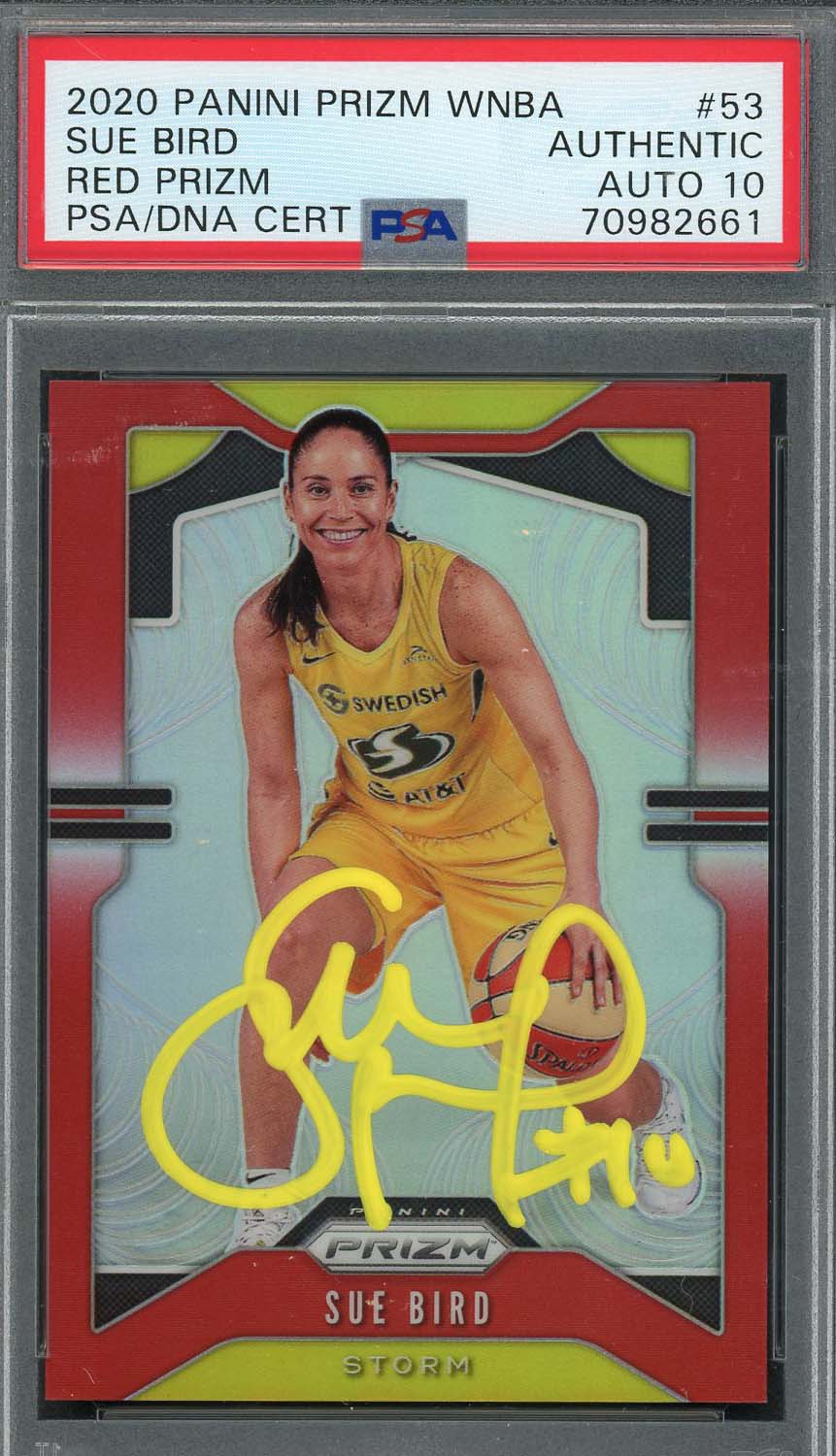 Sue Bird 2020 Panini Red Prizm WNBA Card #53 Auto Graded PSA 10 70982661
