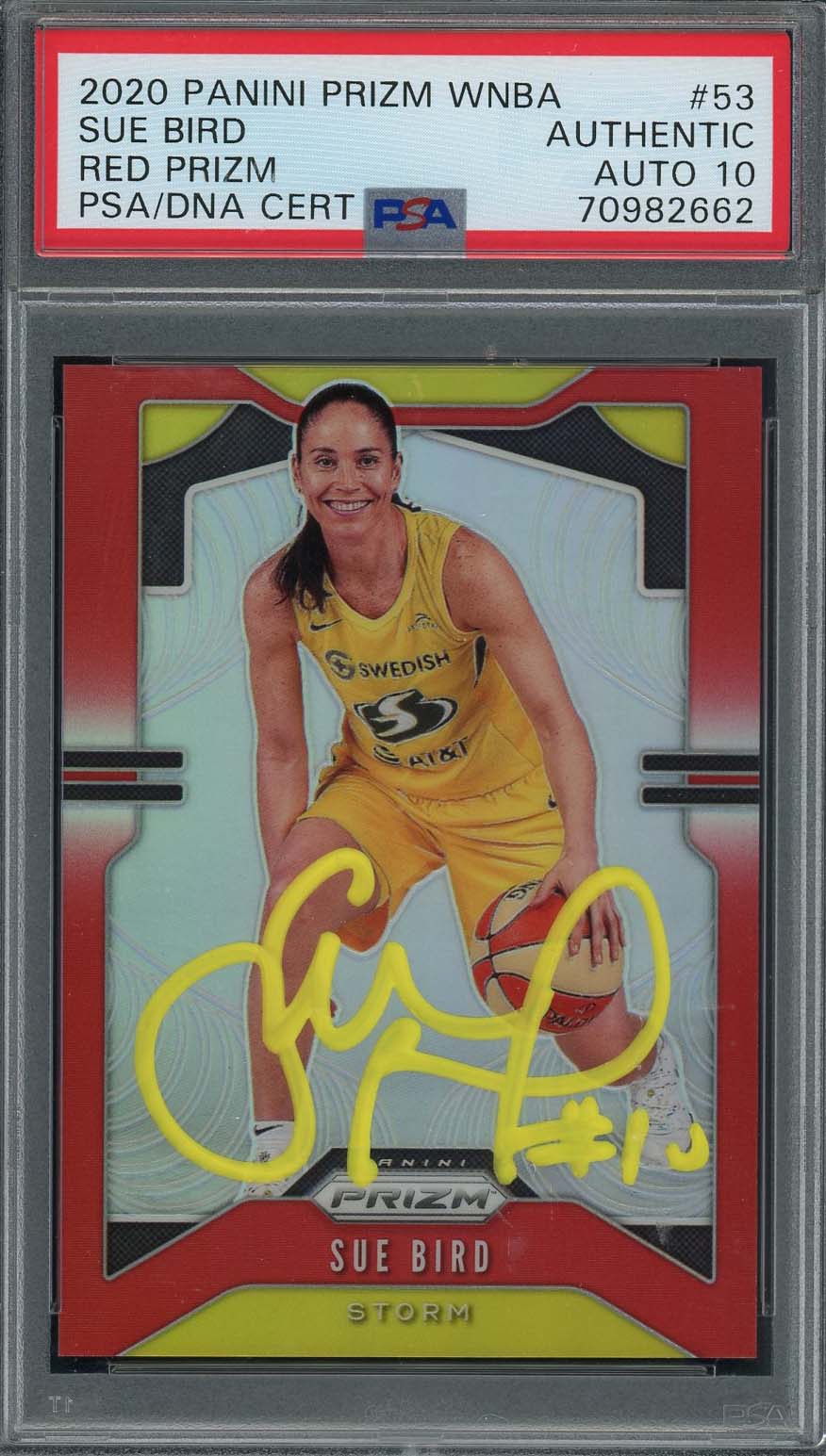 Sue Bird 2020 Panini Red Prizm WNBA Card #53 Auto Graded PSA 10 70982662