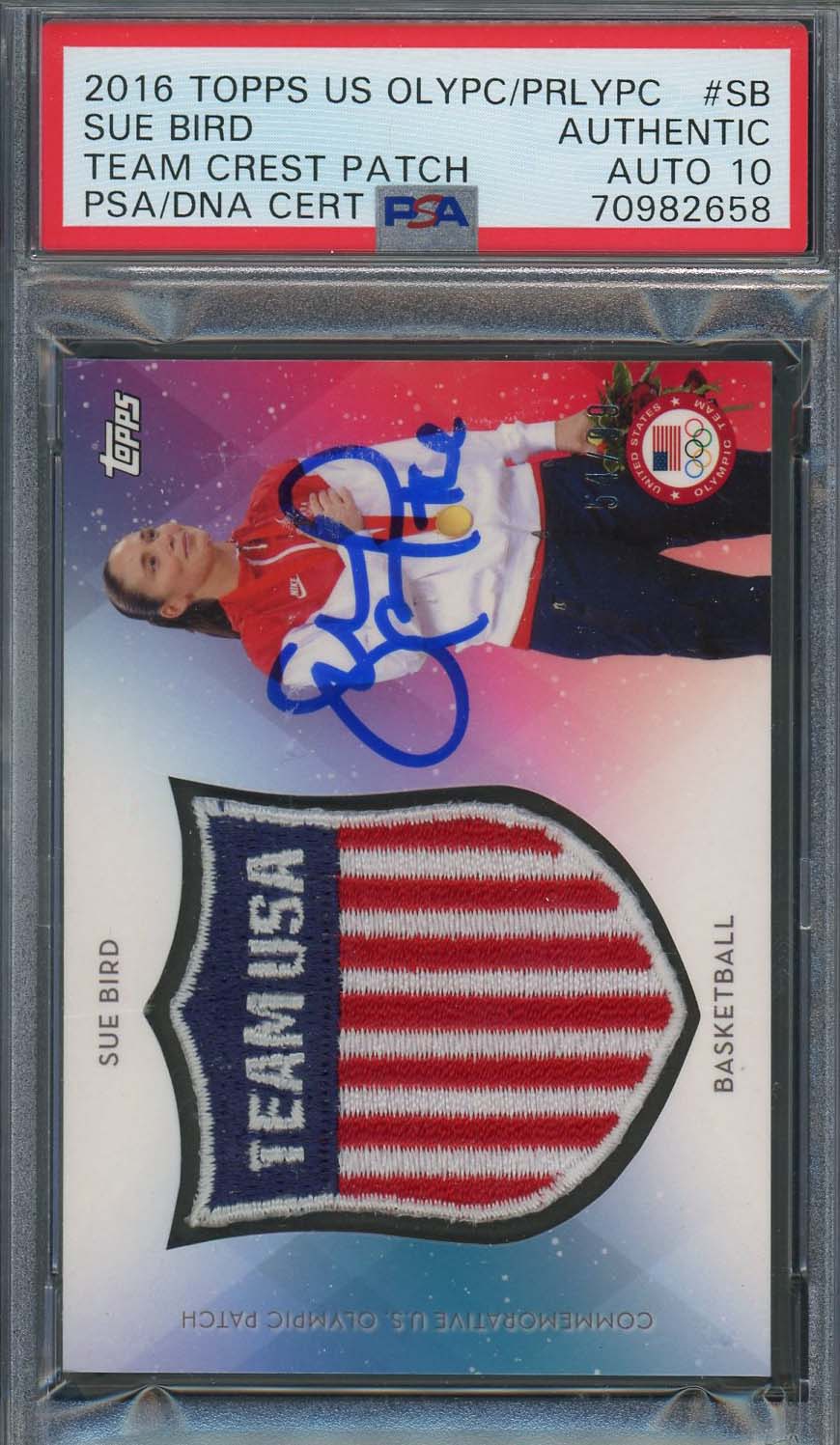 Sue Bird 2016 Topps USA Olympics Signed Patch Card #SB Auto Graded PSA 10 2658